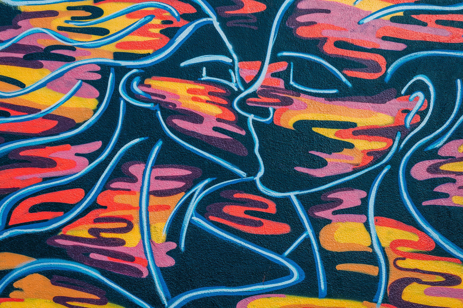 Lovers Kissing Graffiti Art Background
