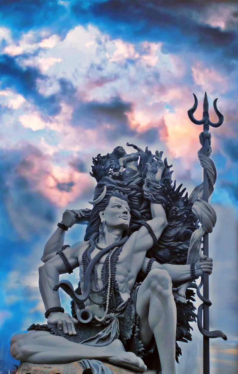 Low Angle Hd Photo Of Mahadev Statue