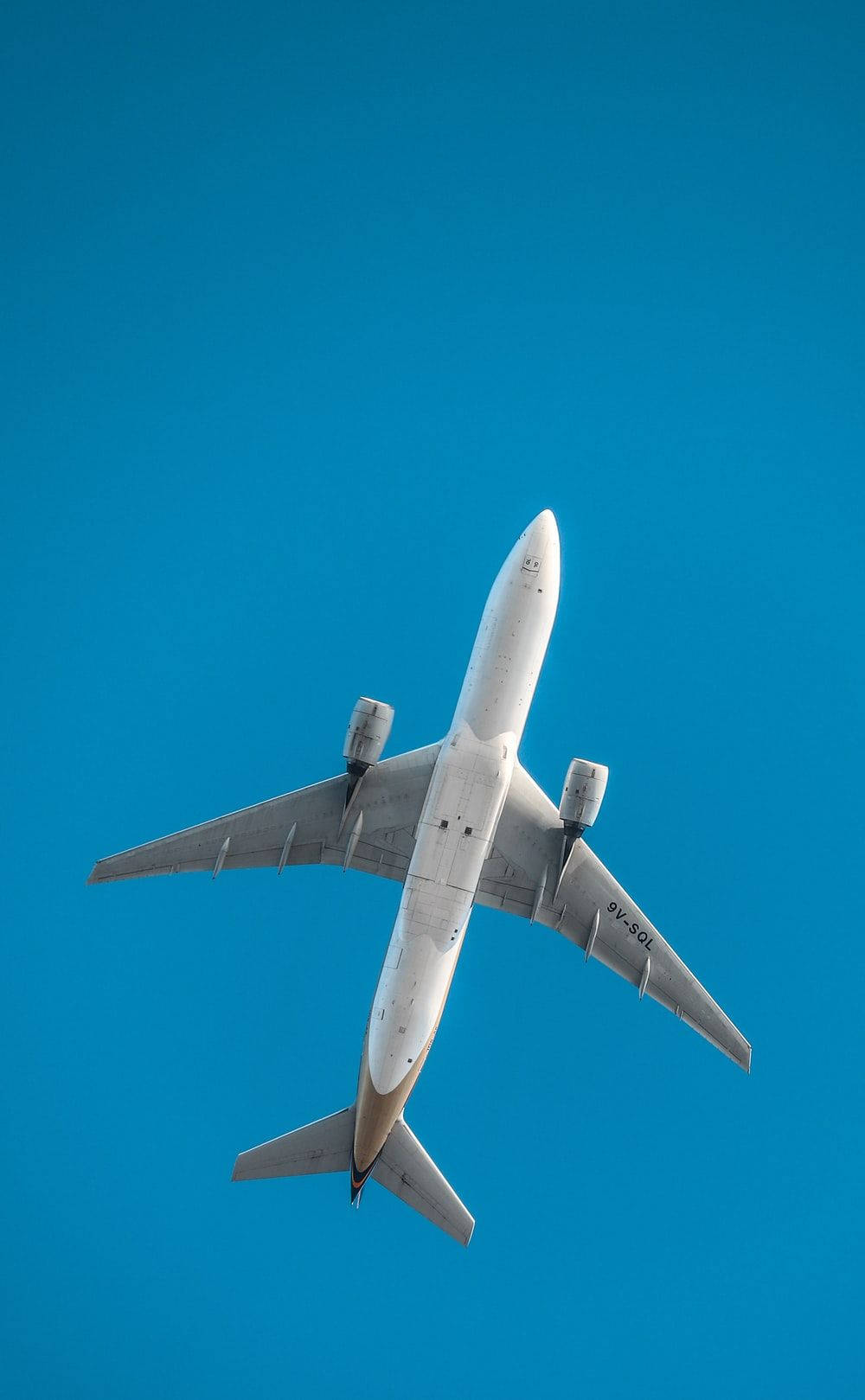 Low Angle Shot Of White Airplane Android Background