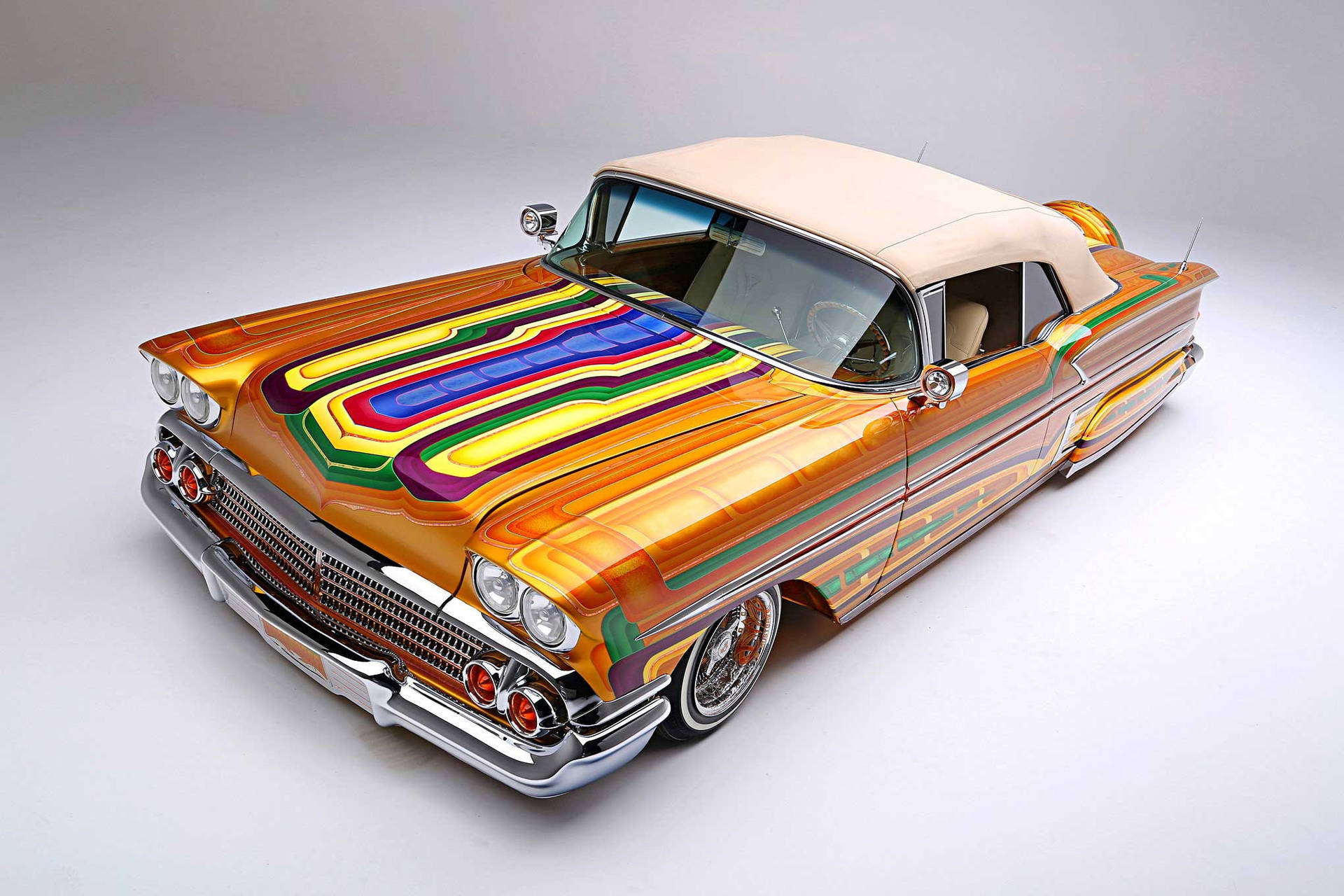 Lowrider Colorful Brown Impala Background
