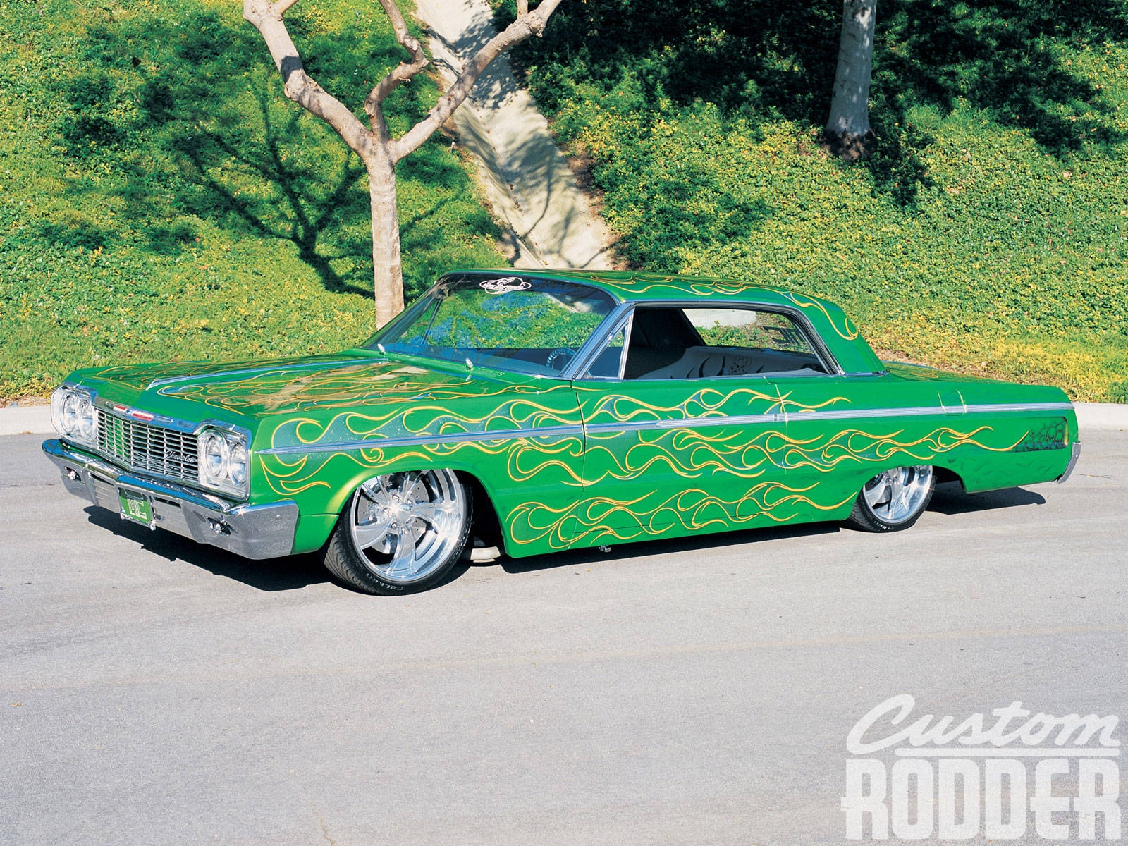 Lowrider Green Impala With Fiery Decals
