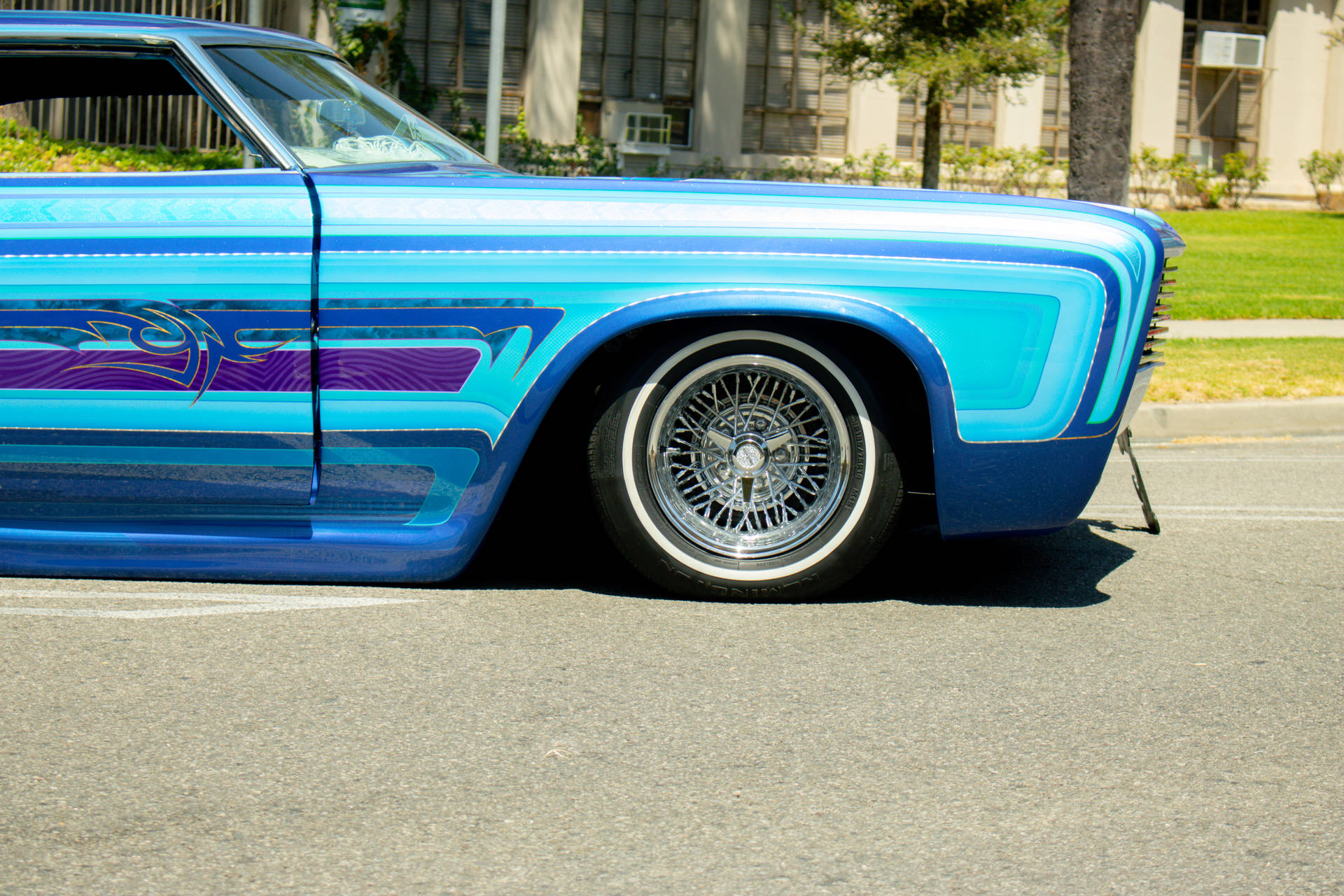 Lowrider Impala With Blue Violet Decals Background