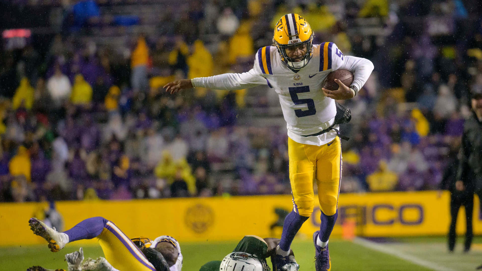 Lsu Football Falling Down Background