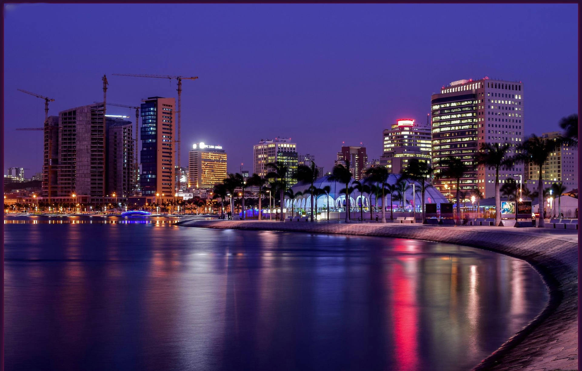 Luanda Bay Angola Nighttime Background