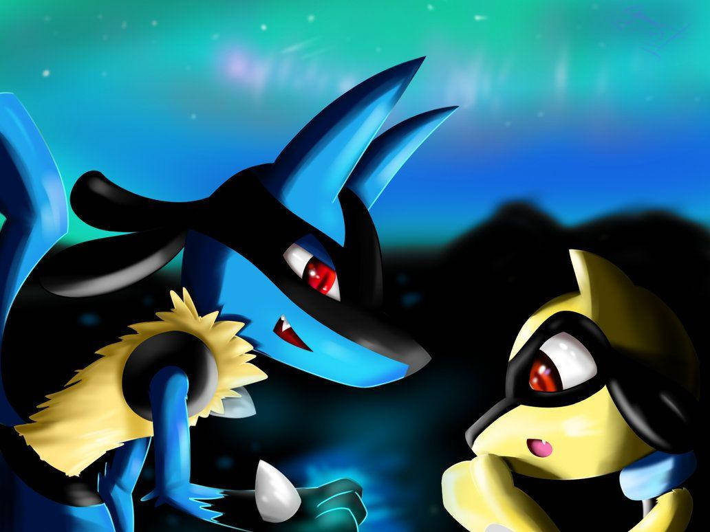 Lucario And Shiny Riolu