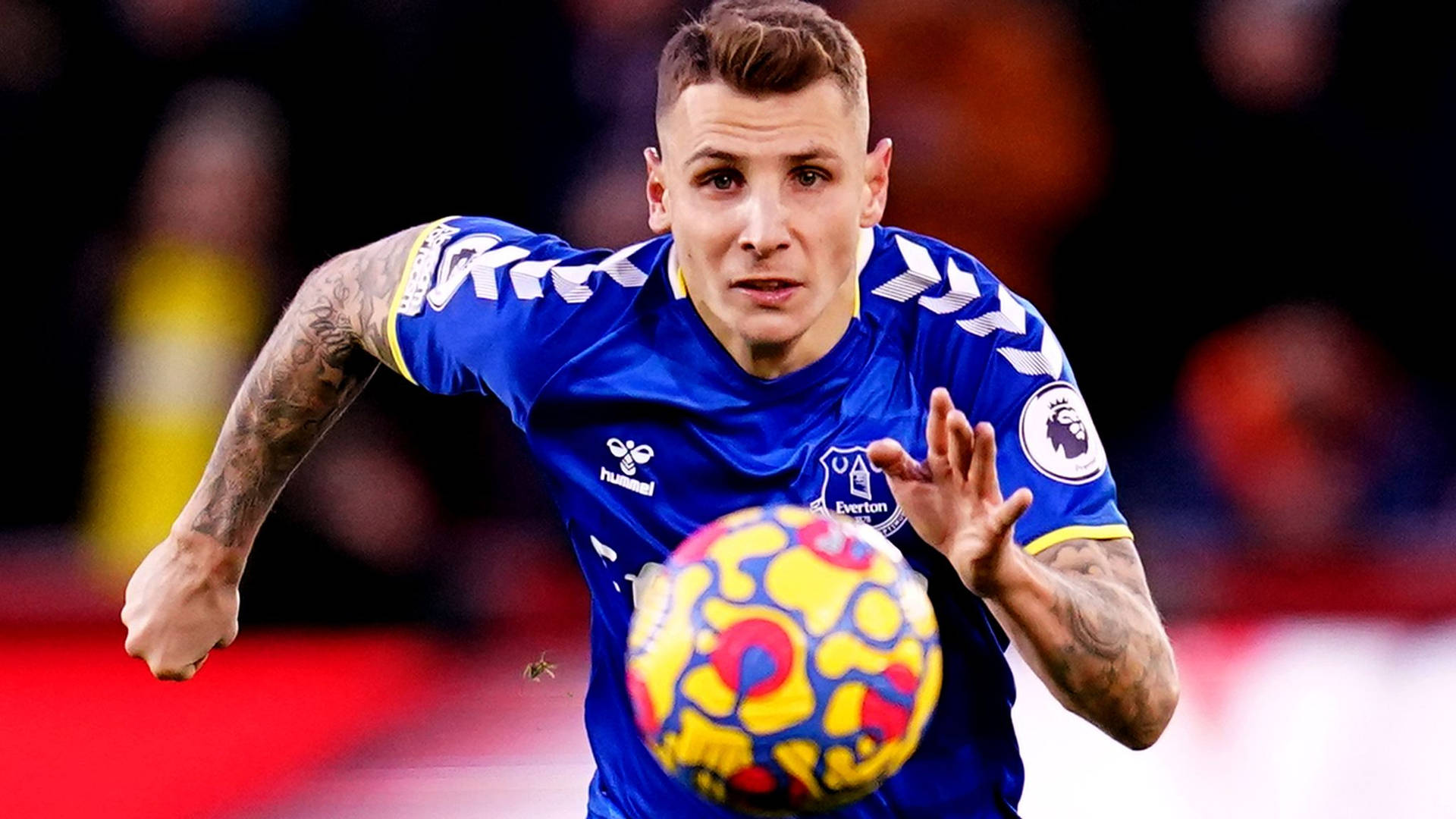 Lucas Digne Eyes On The Ball Background