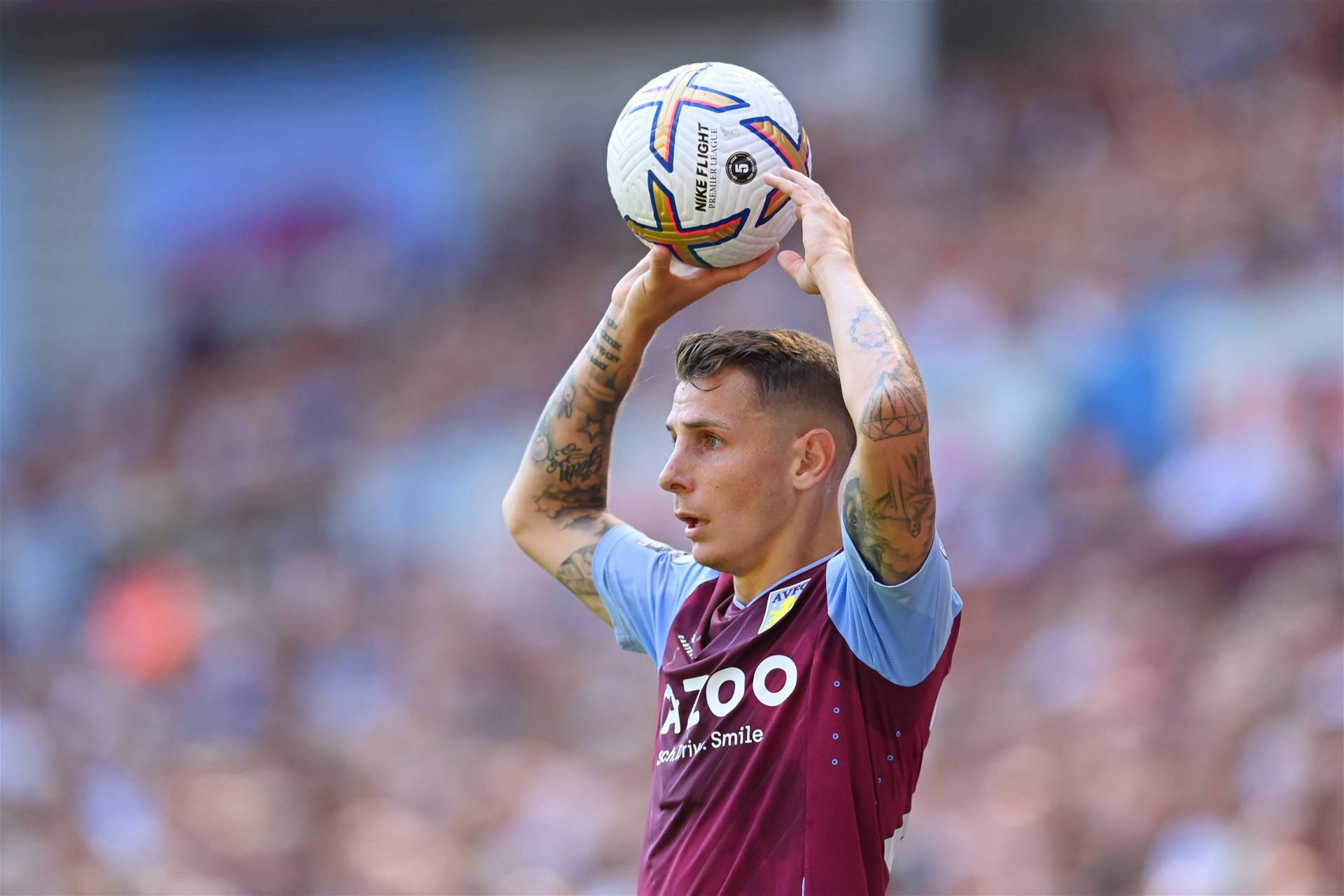 Lucas Digne Holding Ball With Two Hands Background