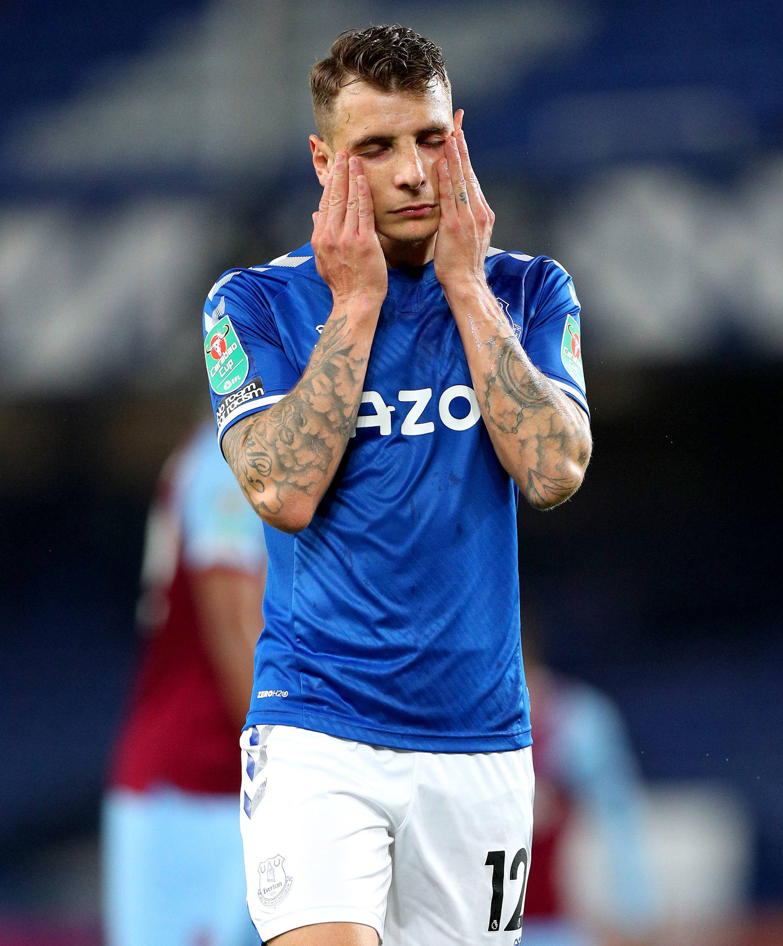 Lucas Digne Holding His Face