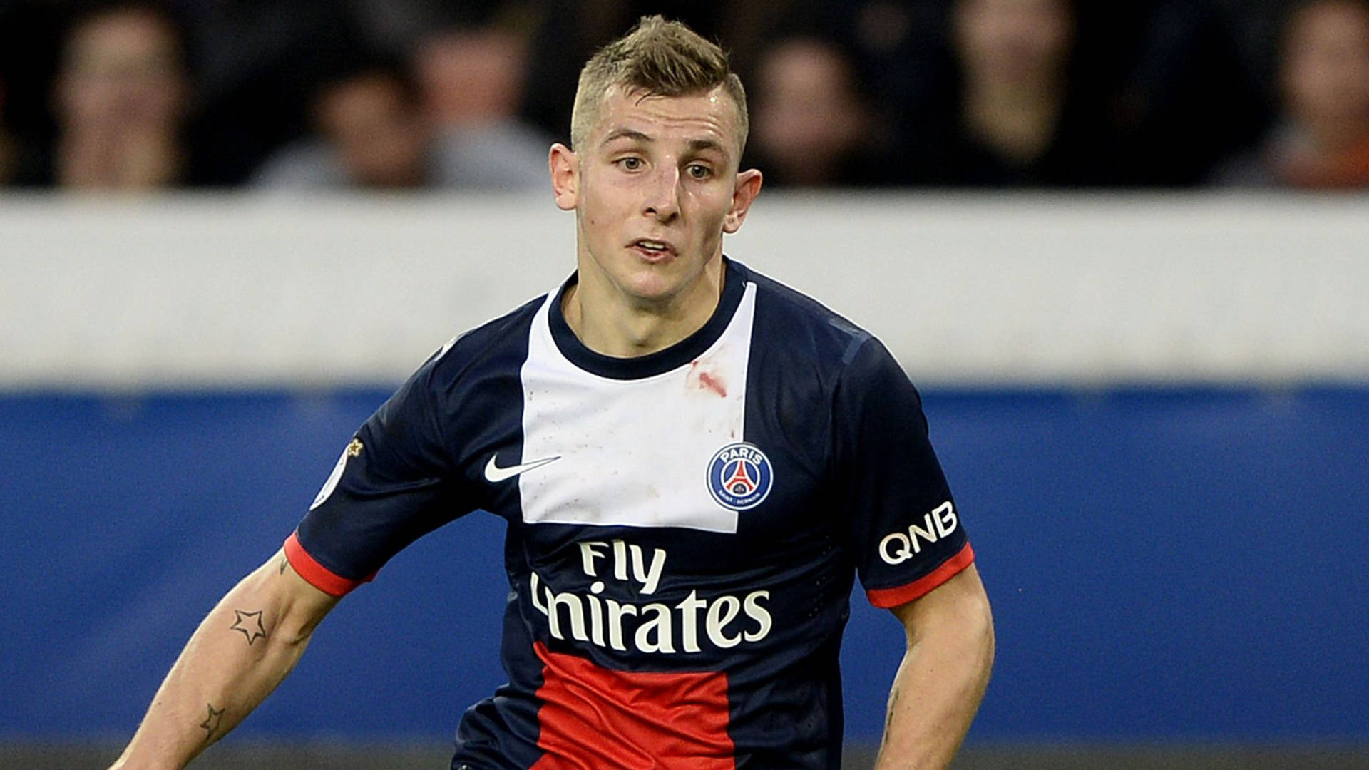 Lucas Digne In Paris Saint-germain Jersey Background