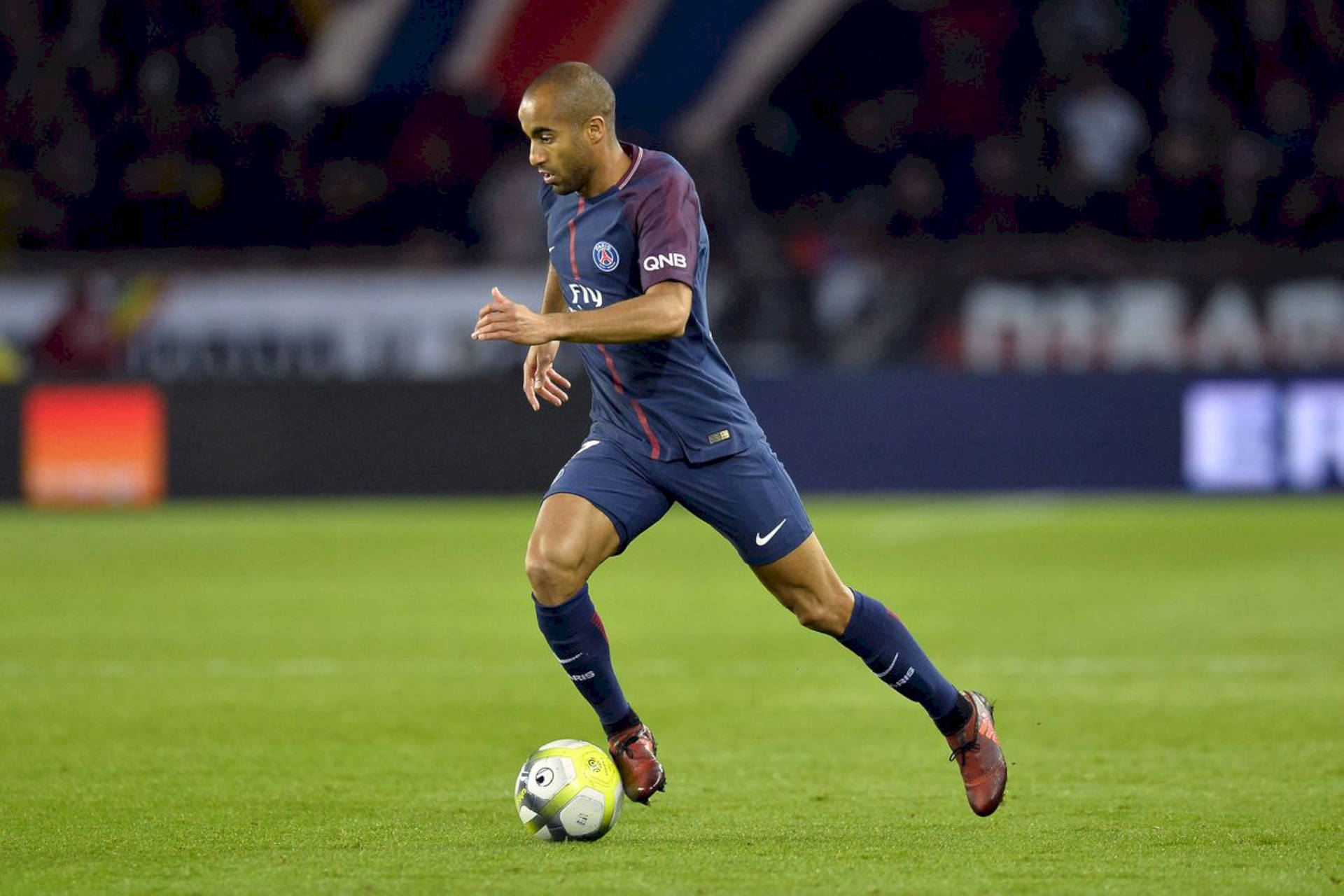 Lucas Moura Kicking Football Background