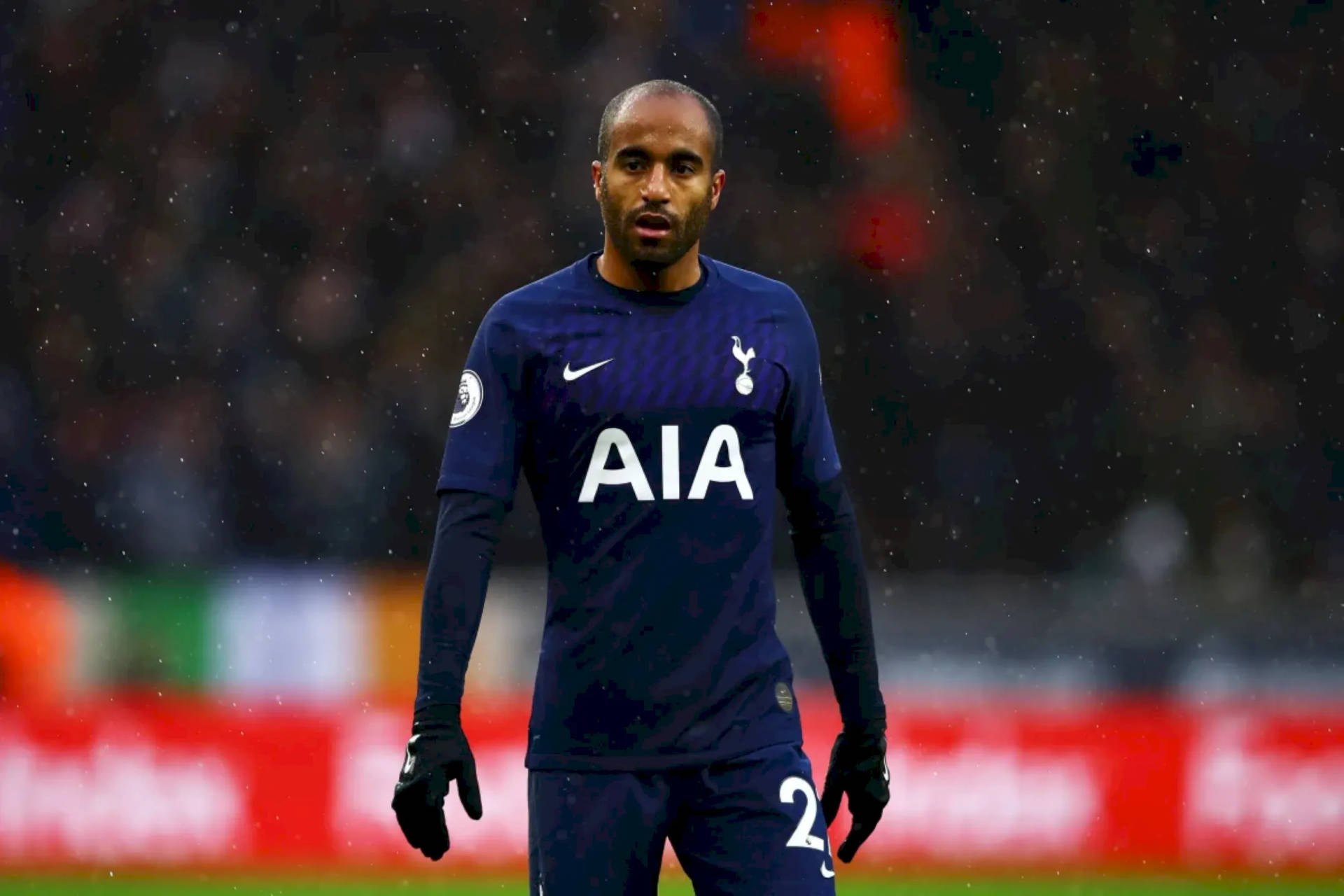 Lucas Moura Wearing Dark Blue Jersey