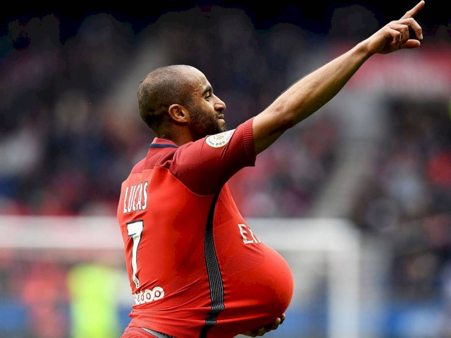 Lucas Moura With Football In Shirt Background