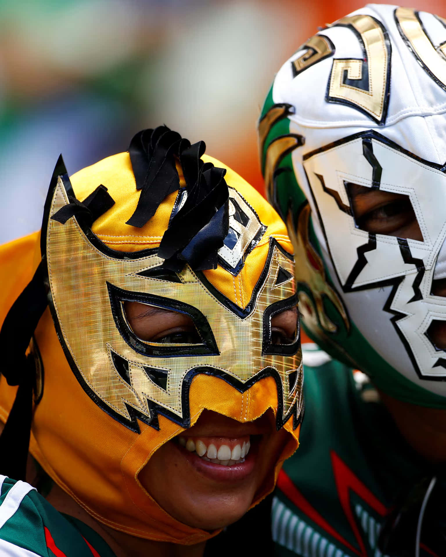 Lucha Libre Fans Smiling Masks Background