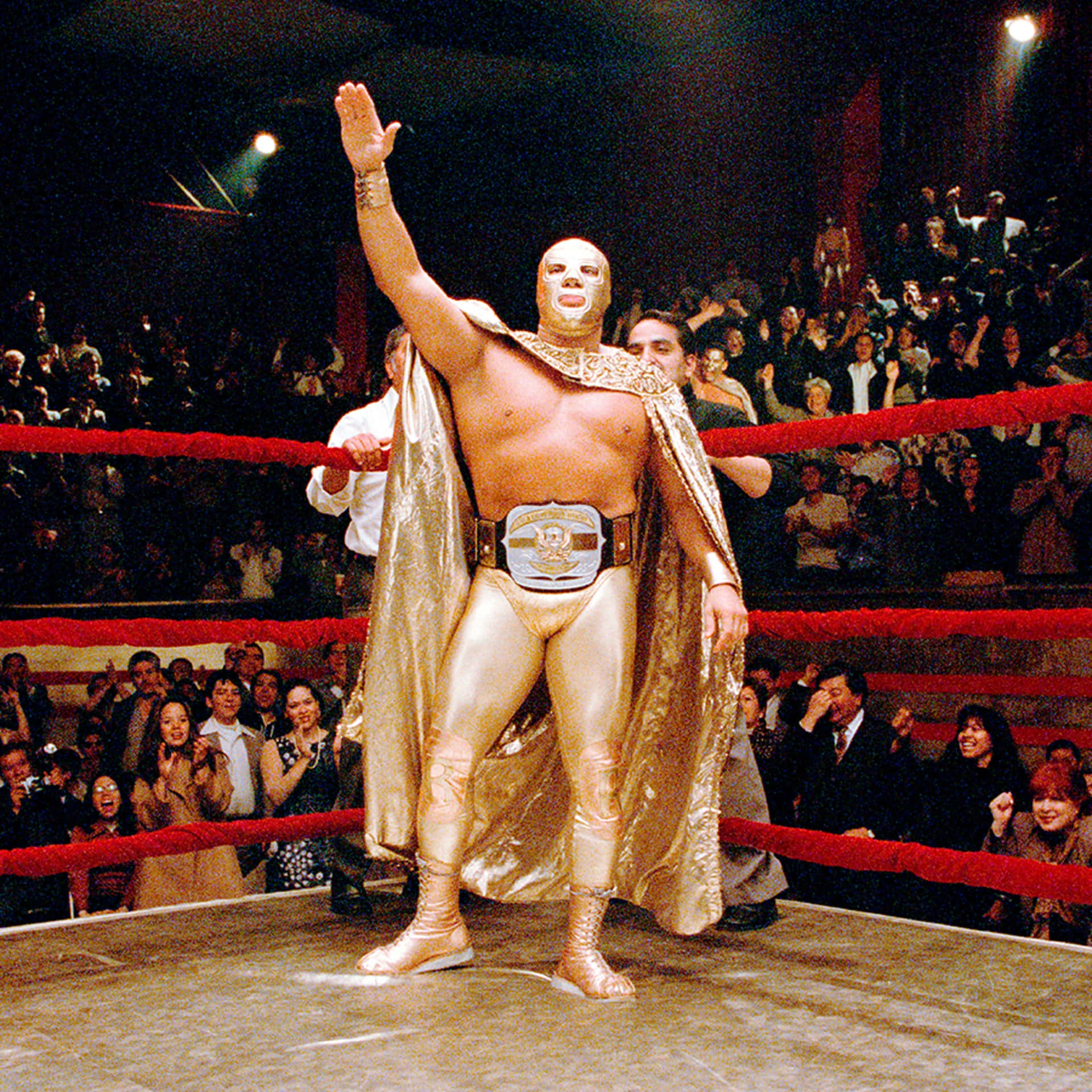 Luchador Silver King Victory Pose Background