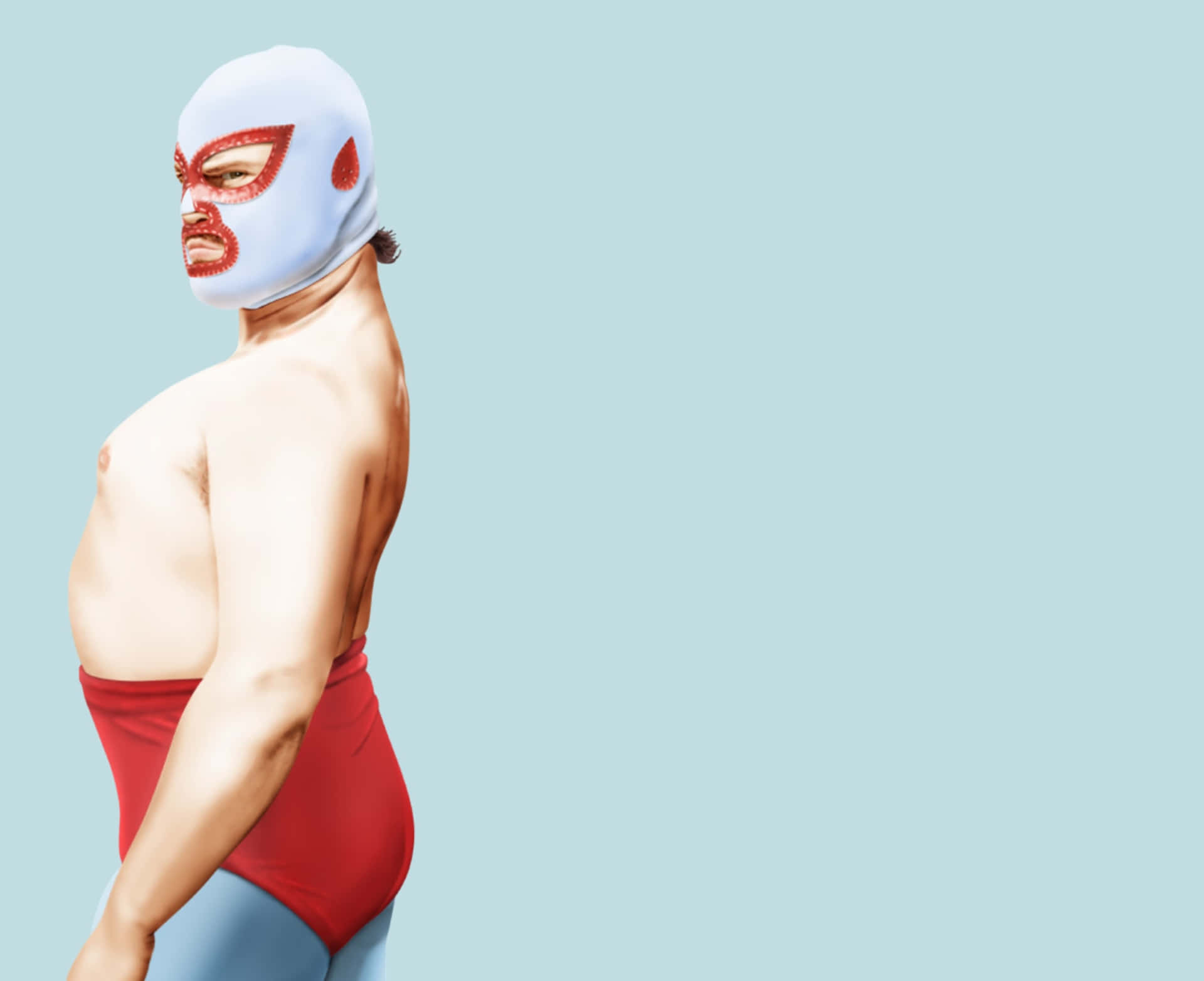 Luchadorin Redand Blue Background