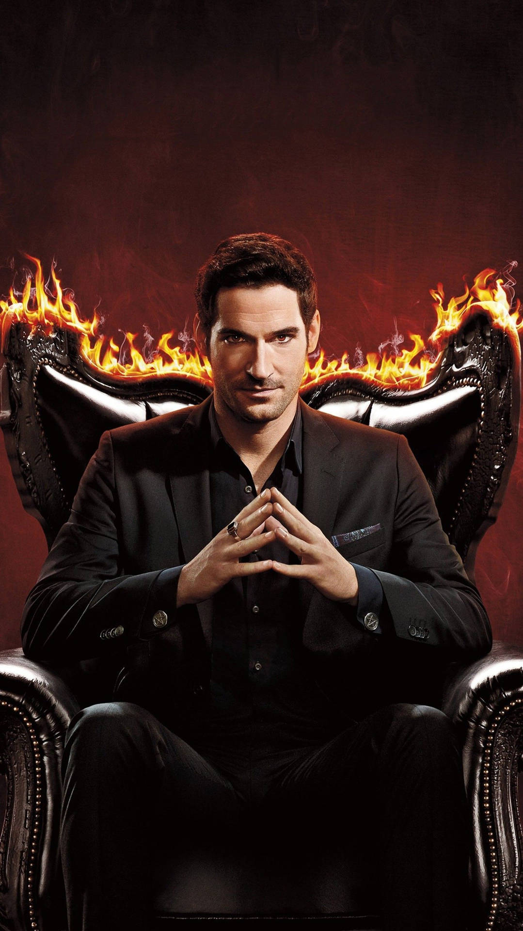 Lucifer Devil In A Burning Throne Background