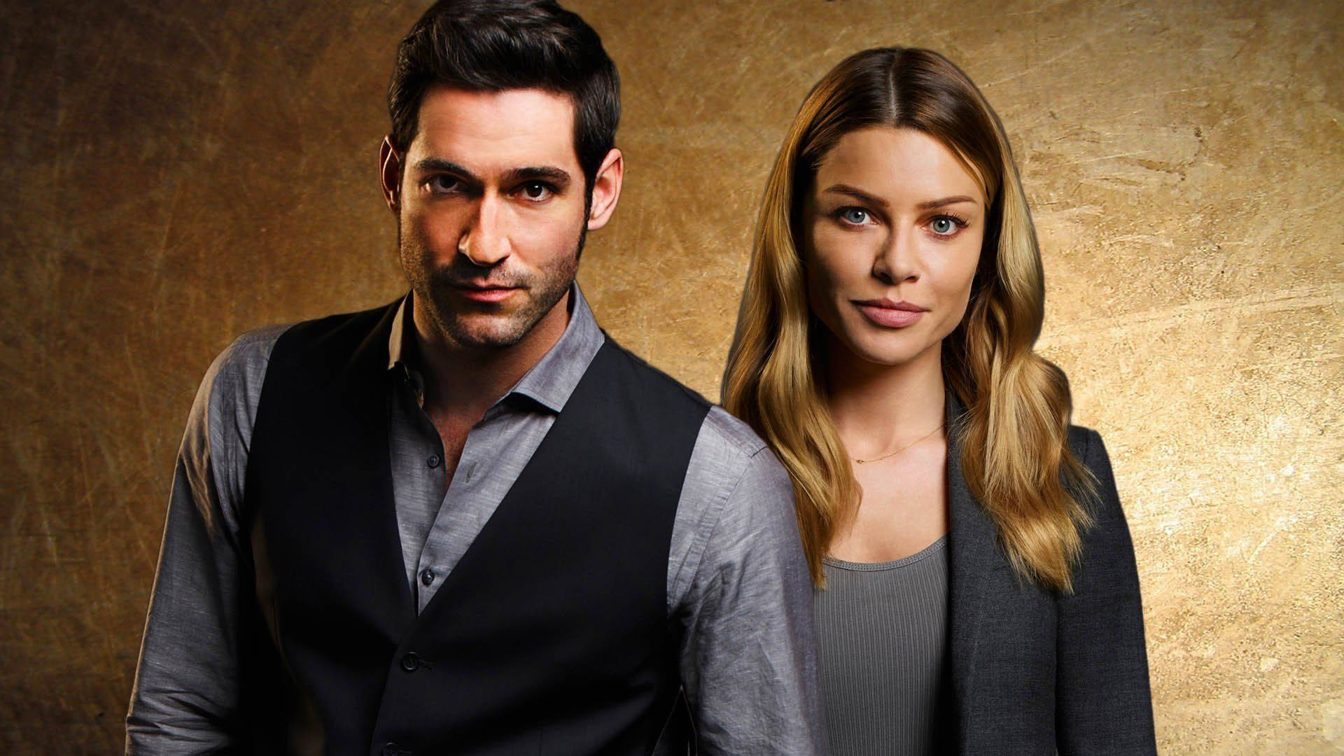 Lucifer Devil Tom Ellis With Lauren German Background