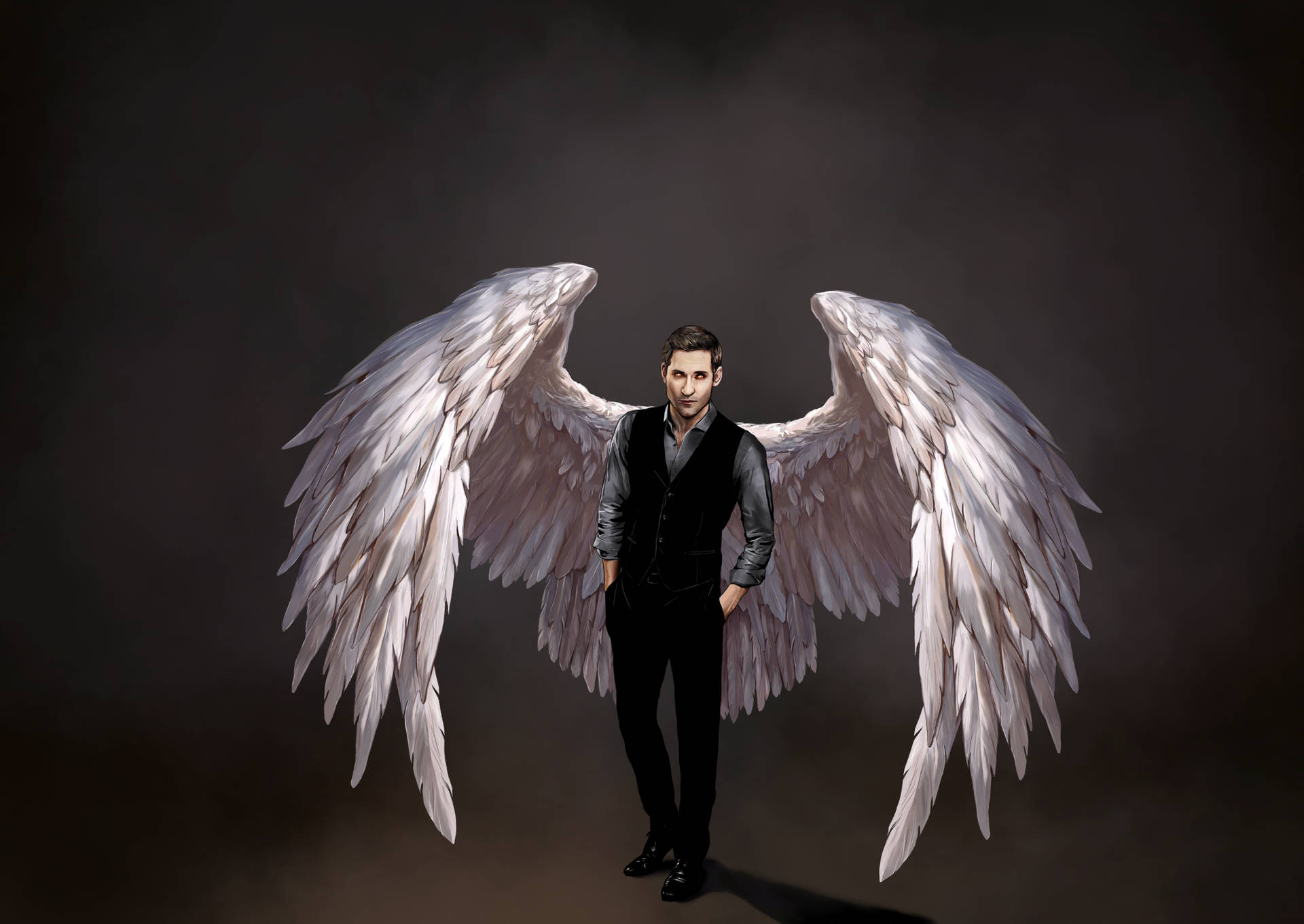 Lucifer White Angel Wings Art Background