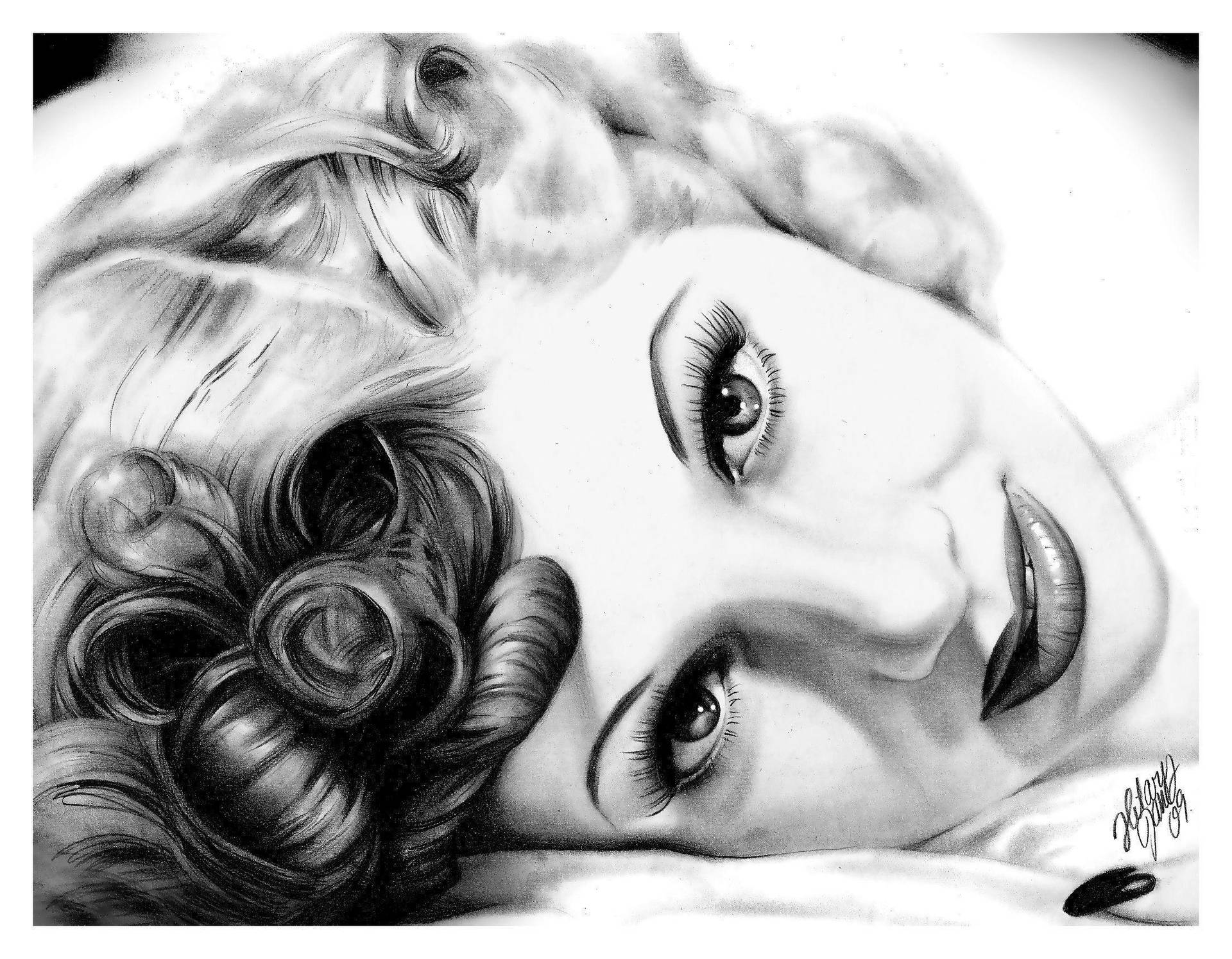 Lucille Ball Charcoal Pencil Art Background