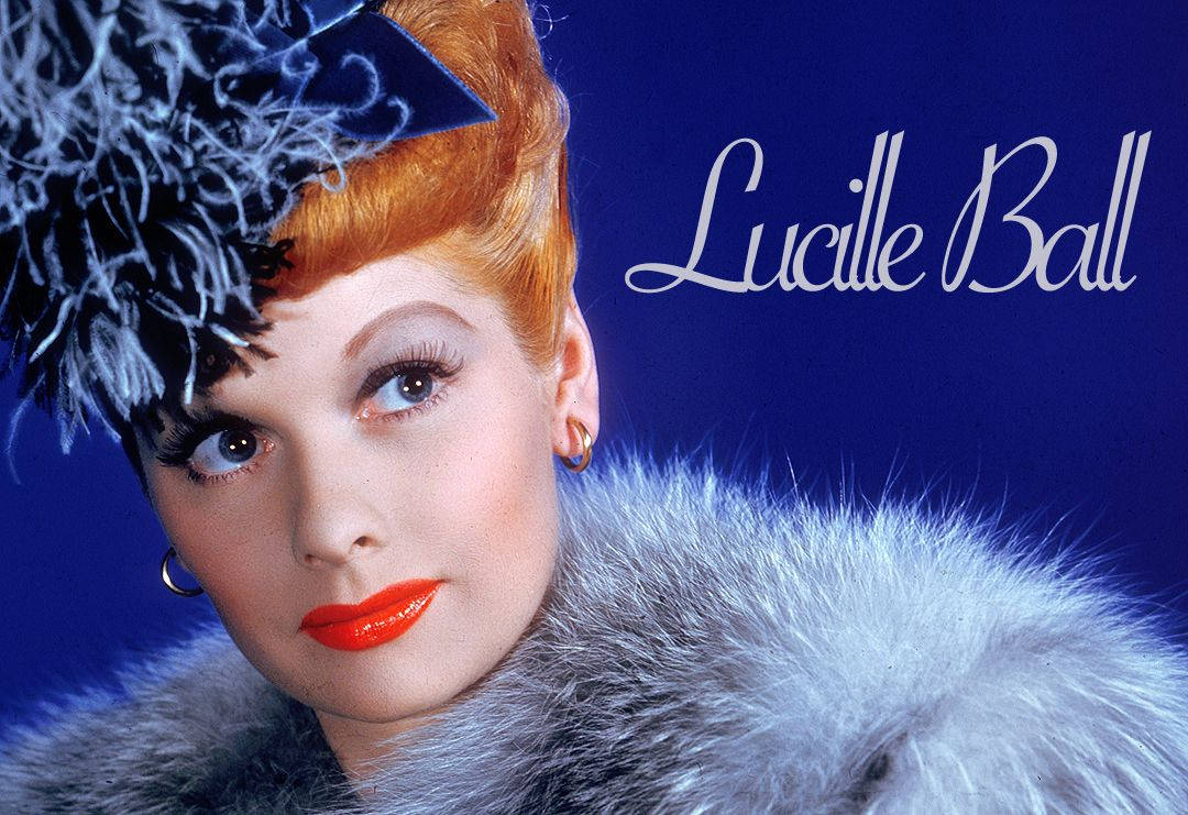 Lucille Ball Colored Photo On Blue Background