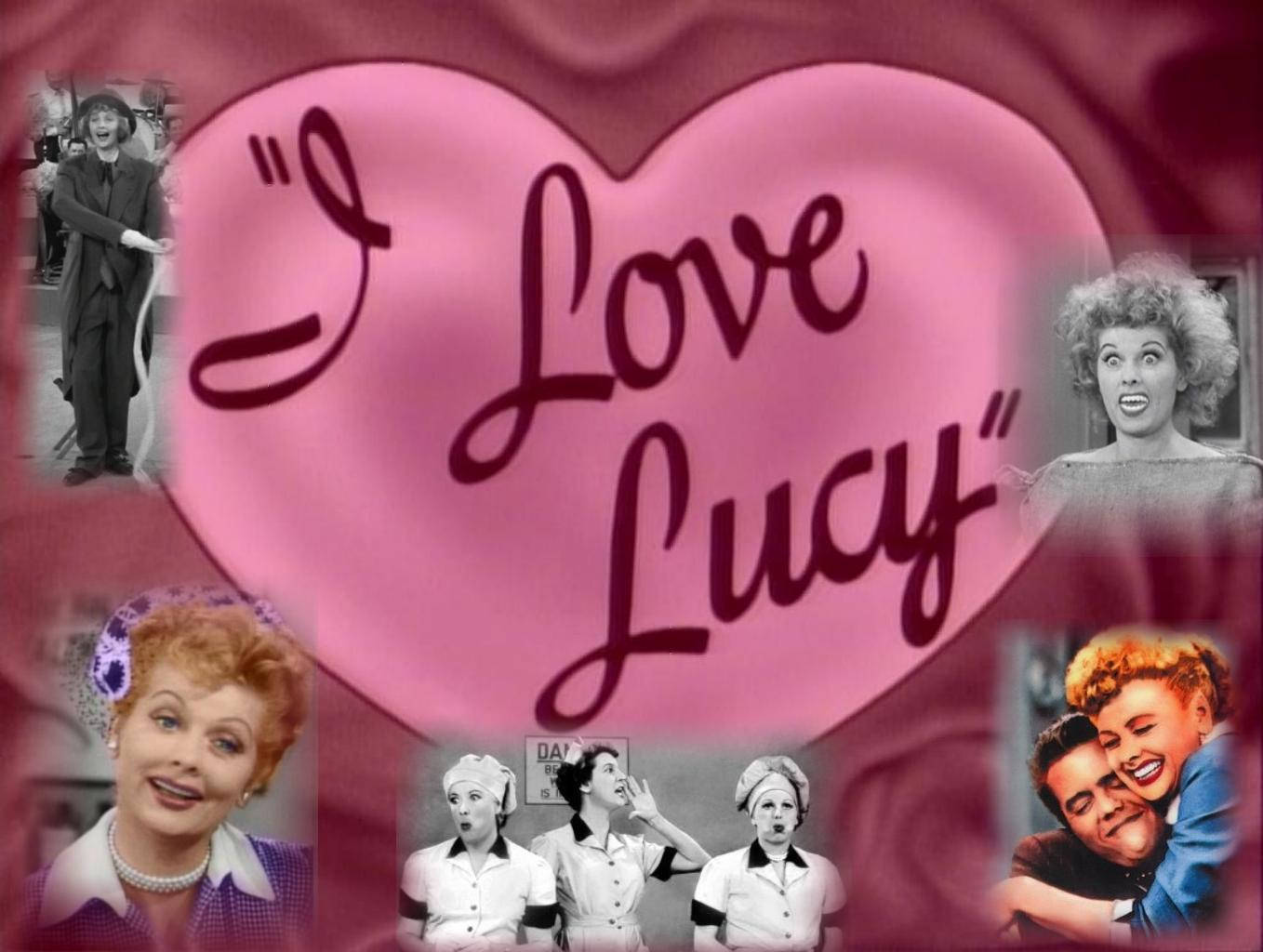 Lucille Ball In A Heart-shaped Collage Reminiscent Of Her Iconic Show, I Love Lucy Background