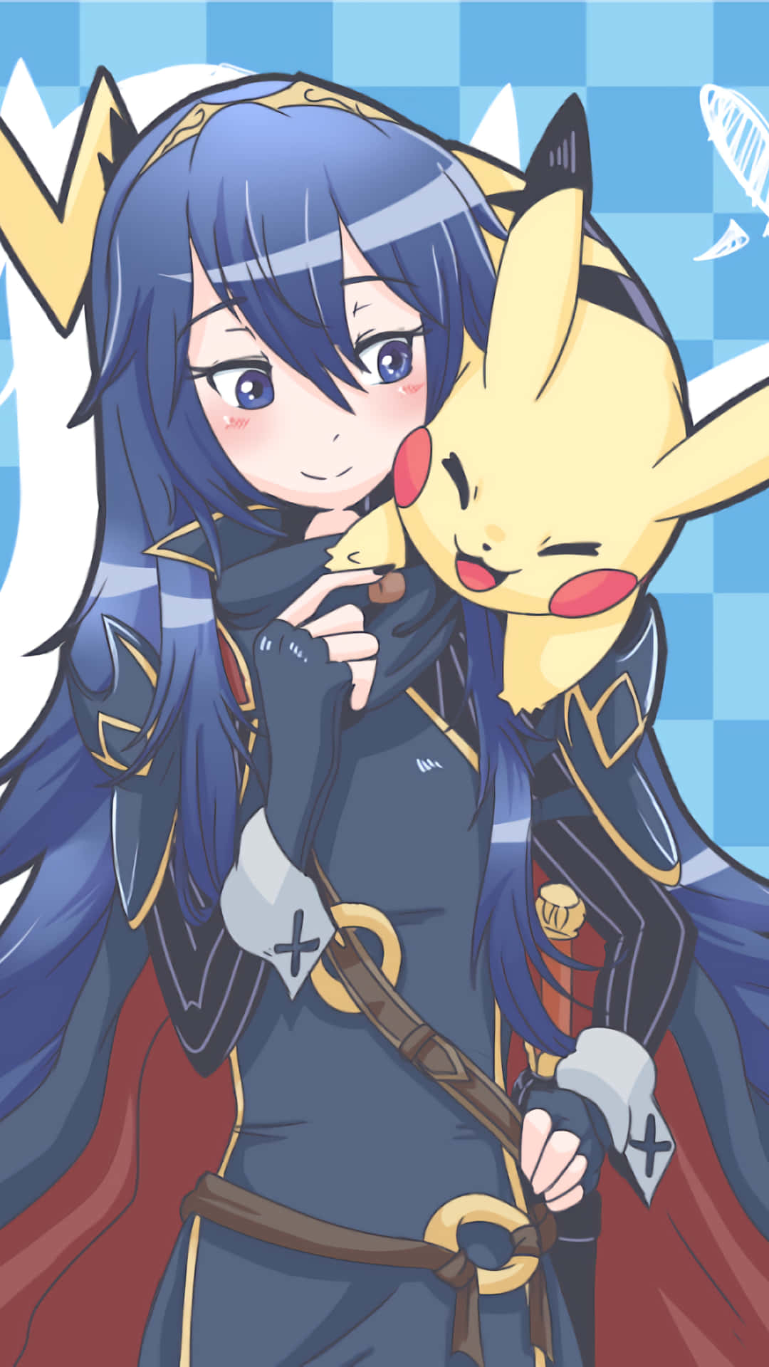 Lucina Smiling At Pikachu Background