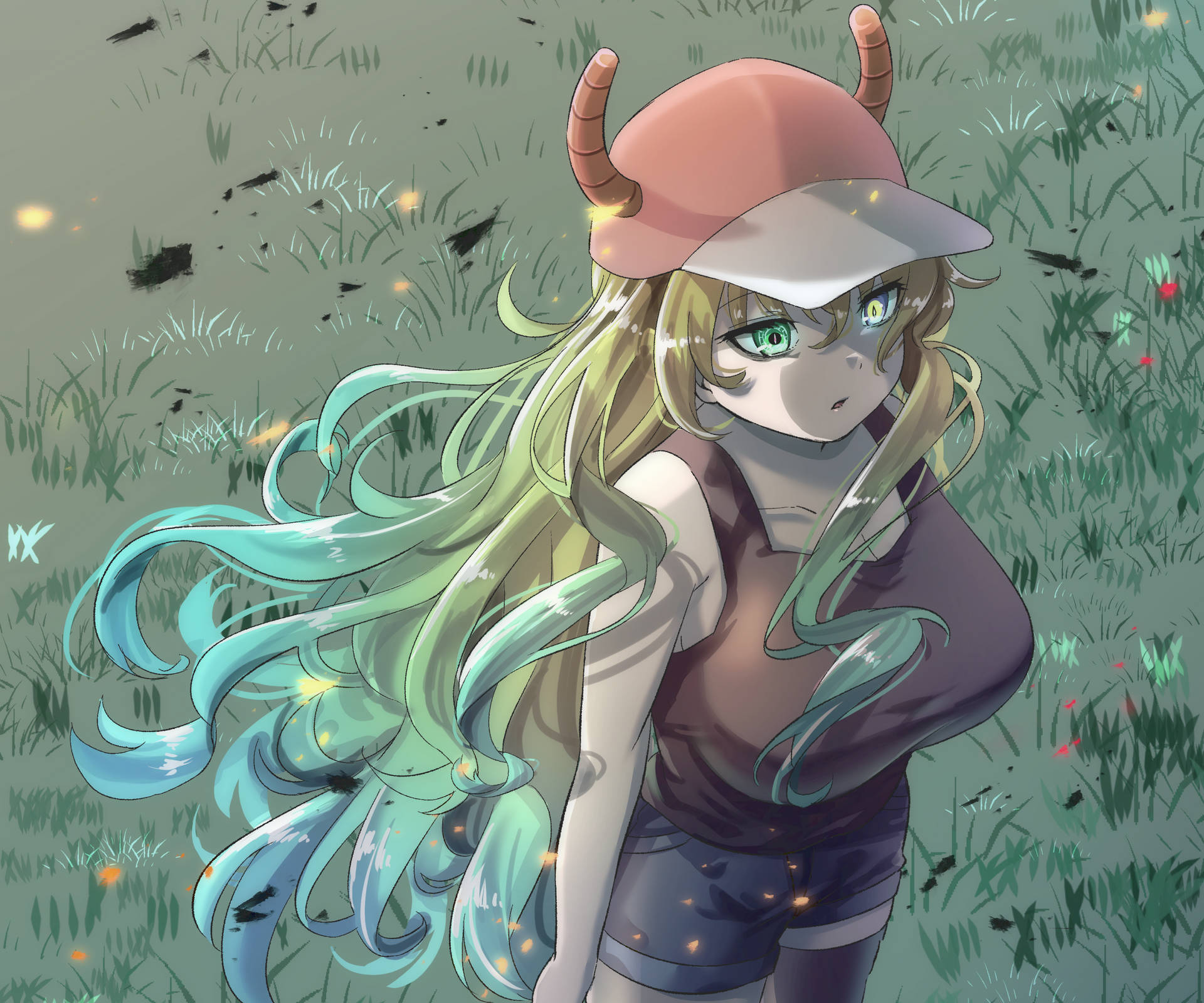Lucoa In A Grassy Field Looking Aside Background