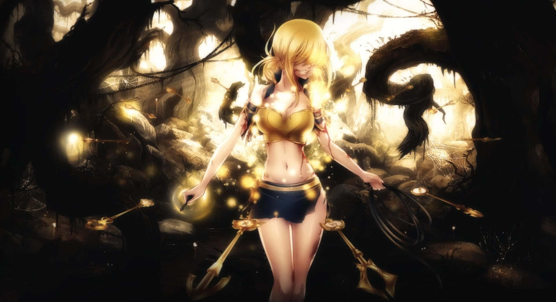 Lucy Heartfilia From Fairy Tail In A Powerful Pose Background