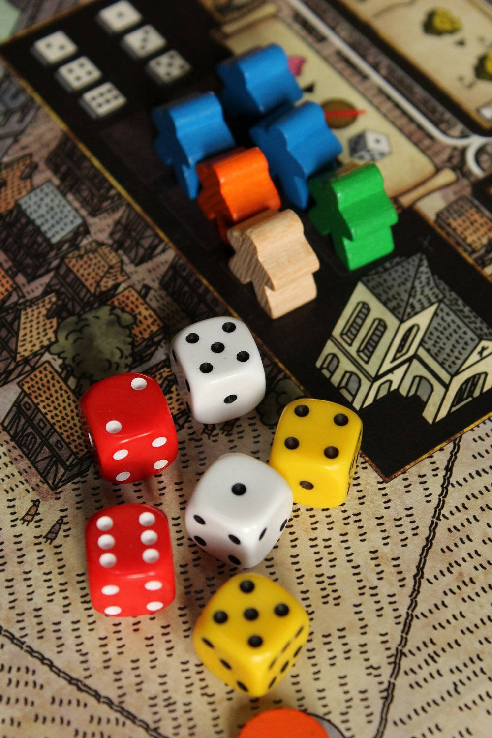 Ludo King Colorful Dice And Figurines Background