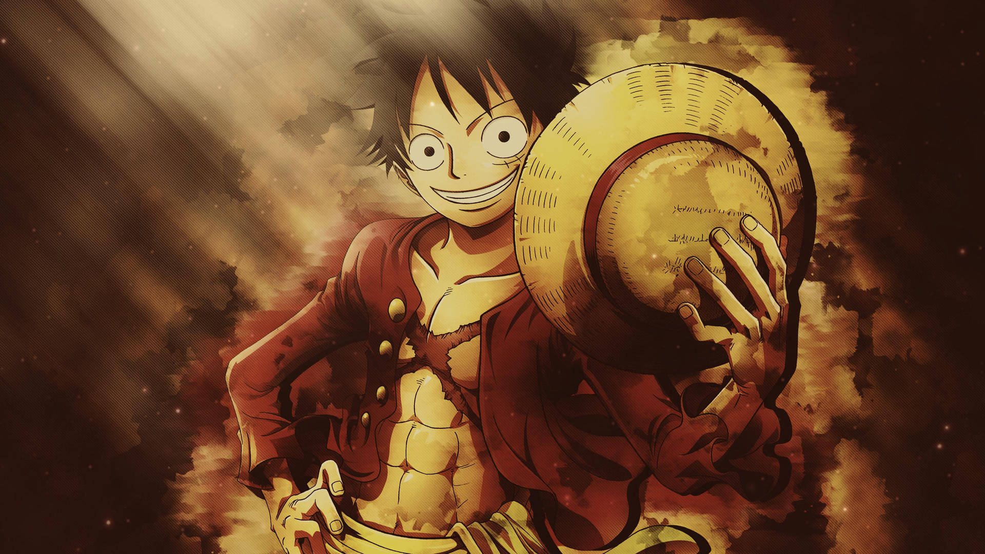 Luffy 4k In Sepia Colour Background