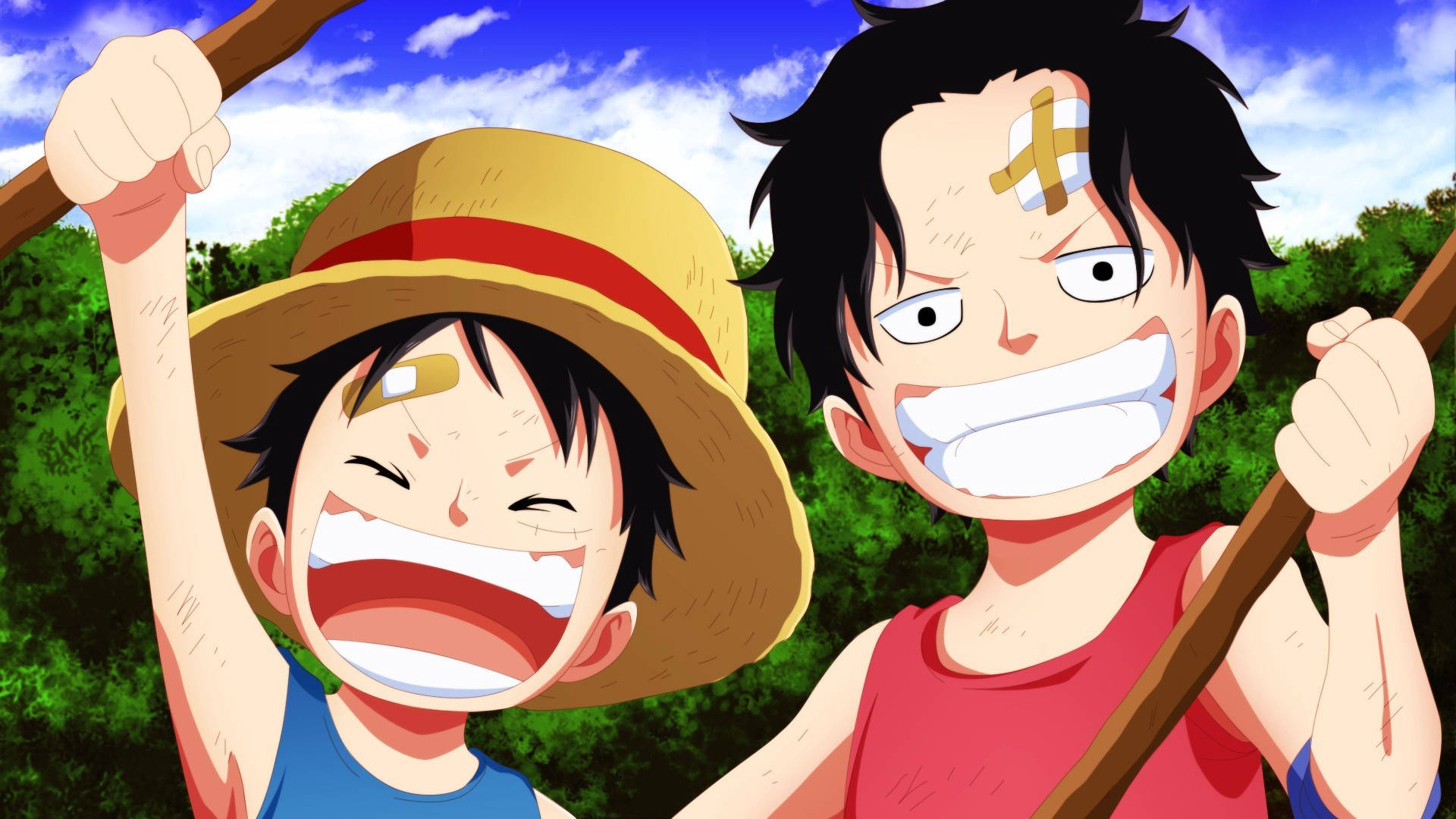 Luffy 4k With Young Ace Background