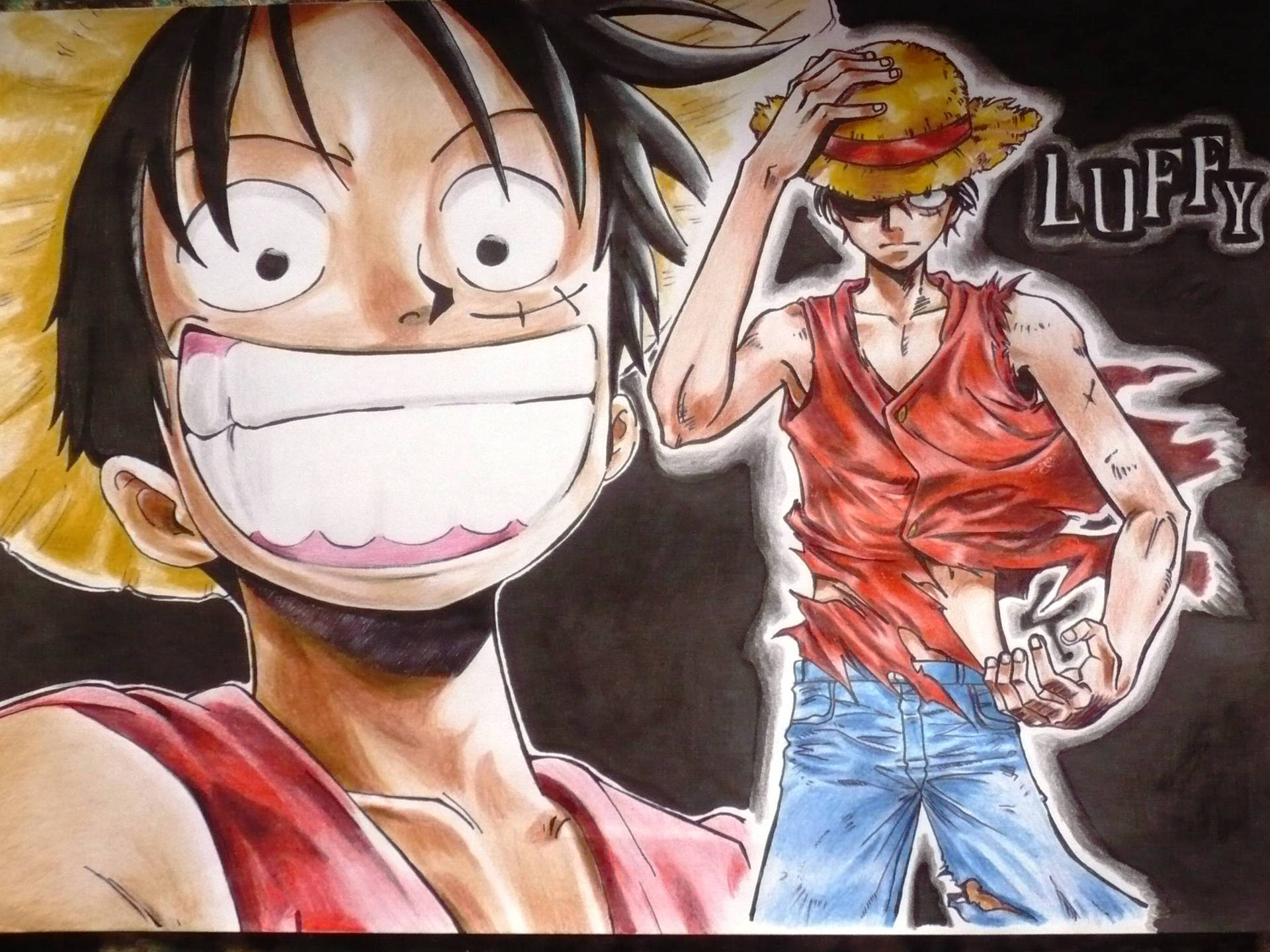 Luffy Big Mouth Sketch Fanart Background
