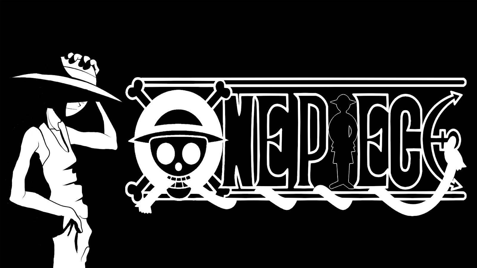 Luffy Black And White One Piece Logo Background