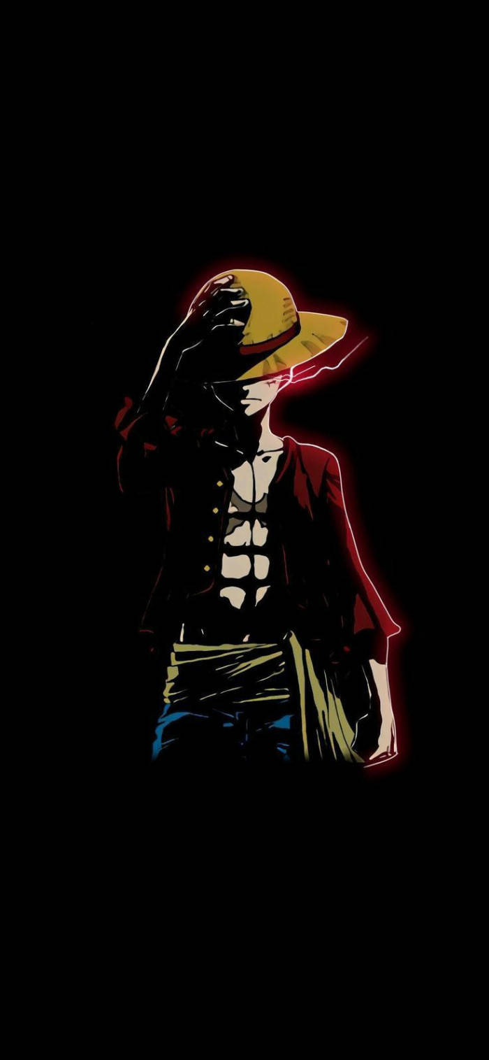 Luffy Black Backdrop With Colored Outline Background