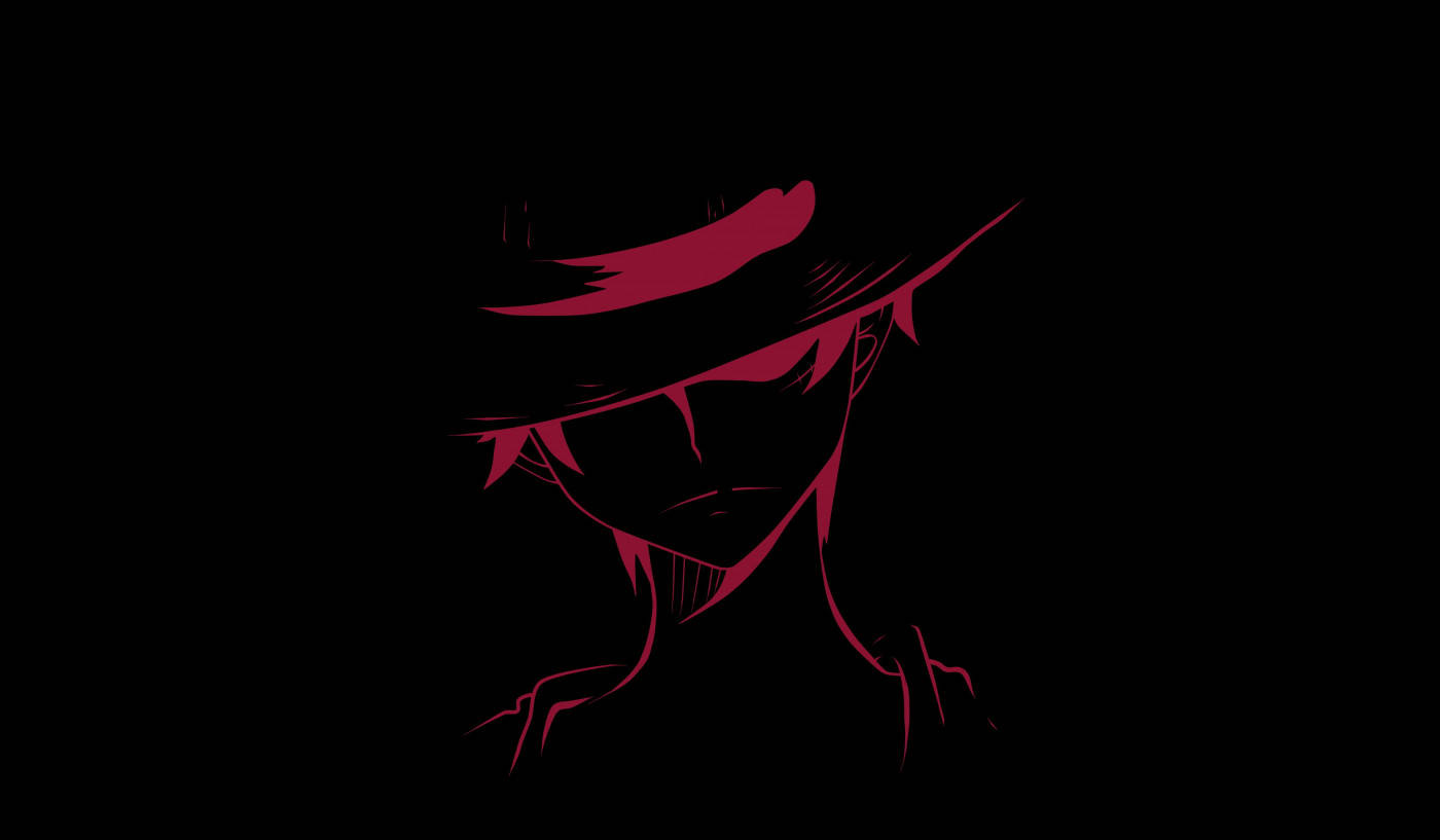 Luffy Black Backdrop With Red Stencil Background