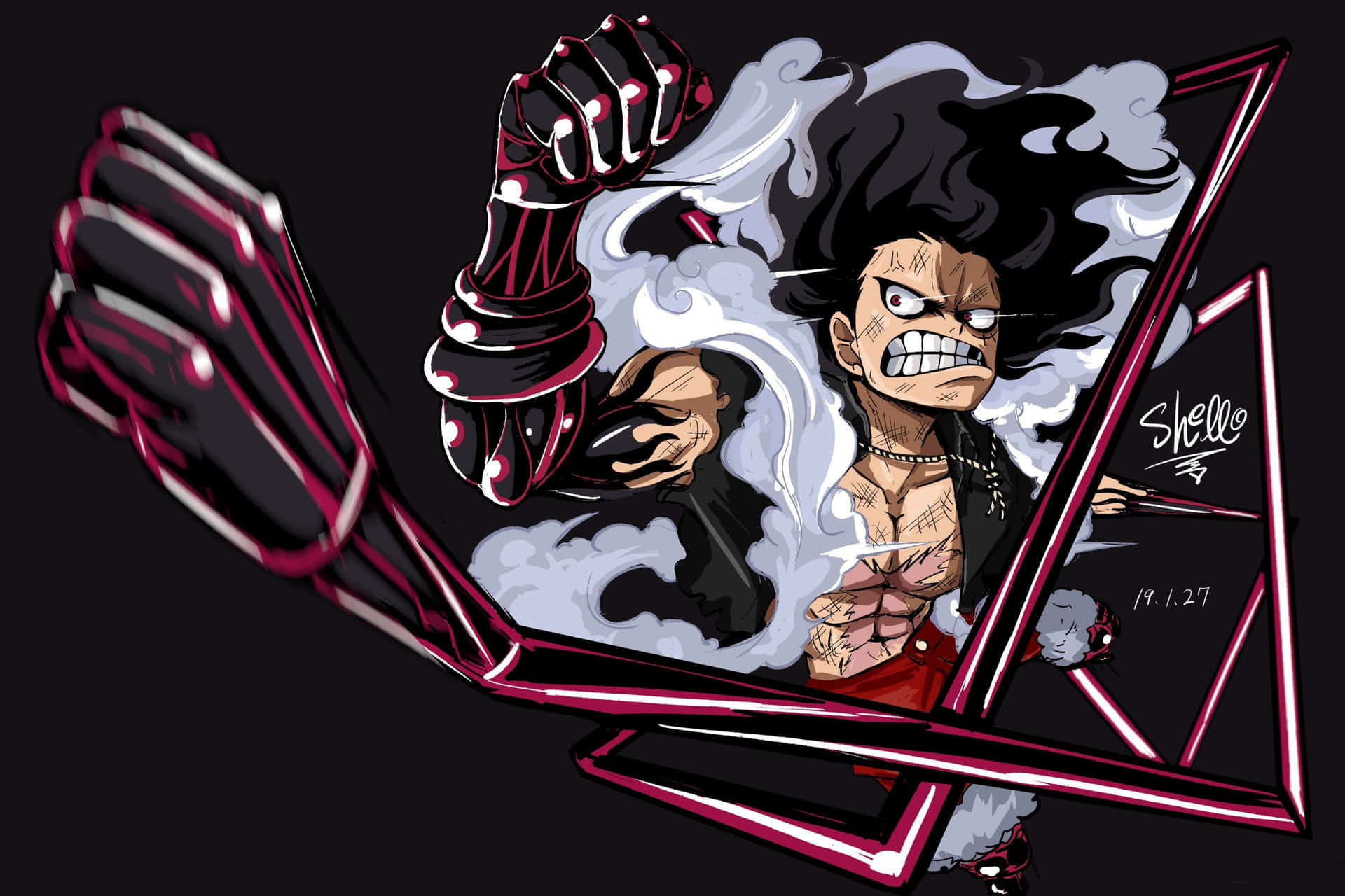 Luffy Entering Gear 5 Background