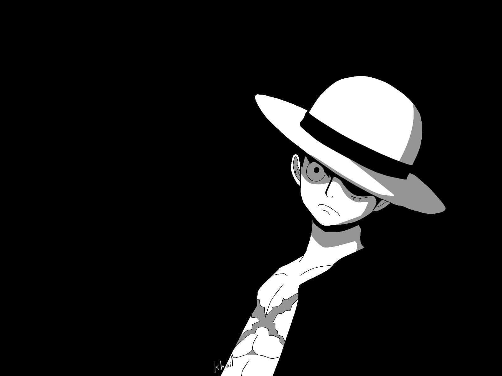 Luffy From One Piece In A Stylish Black And White Portrait Background