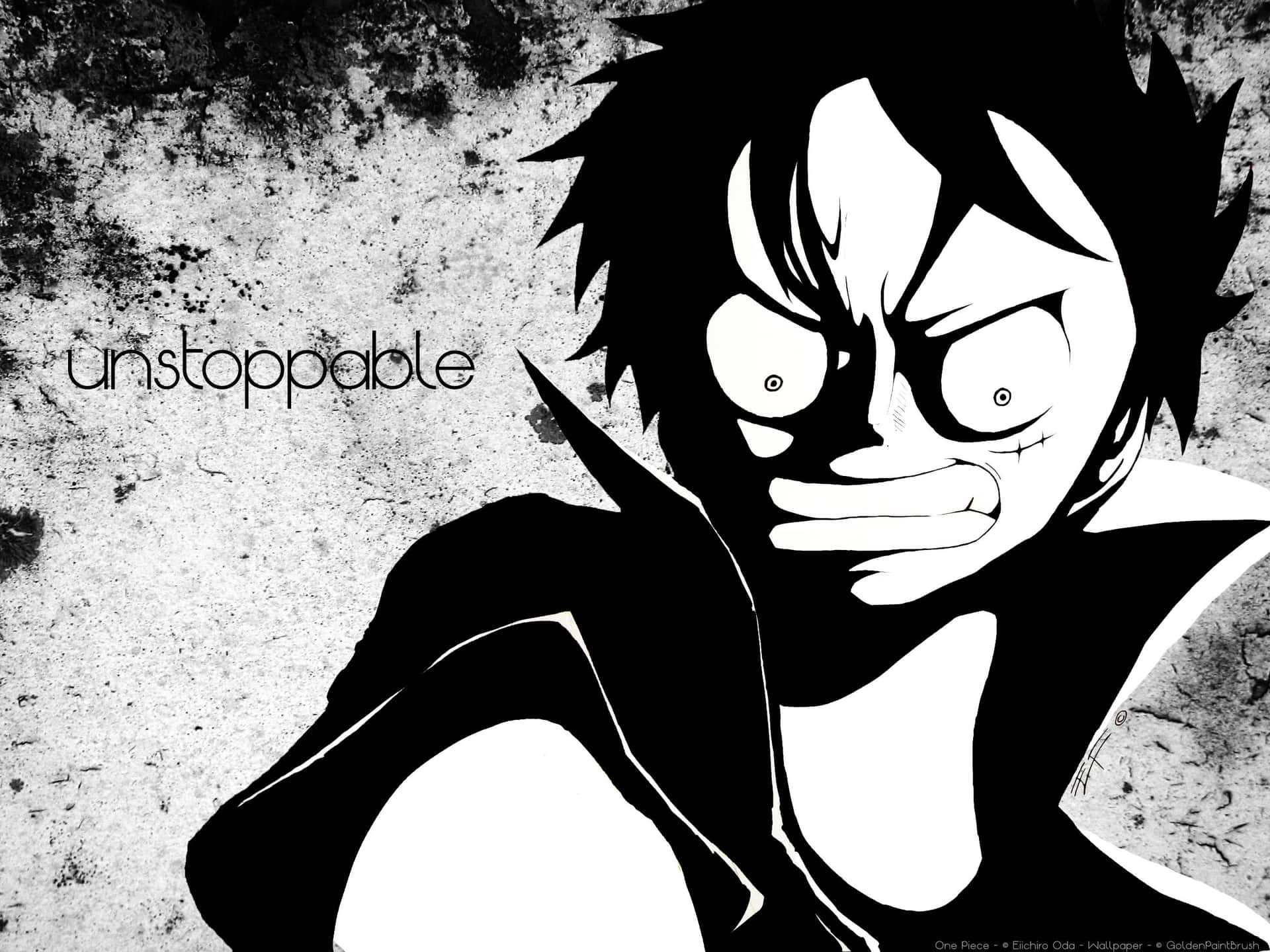 Luffy From One Piece In Black And White Background