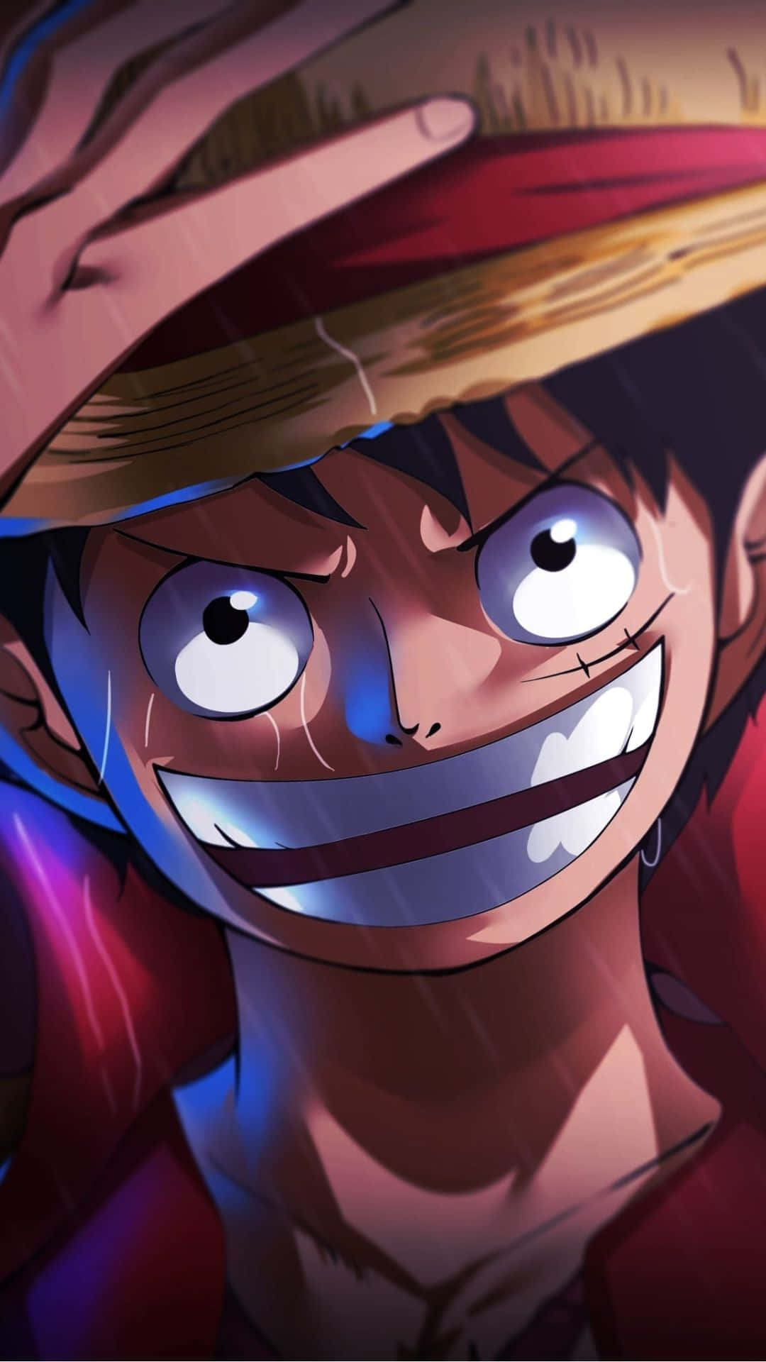 Luffy From One Piece On The Cover Of An Iphone Background