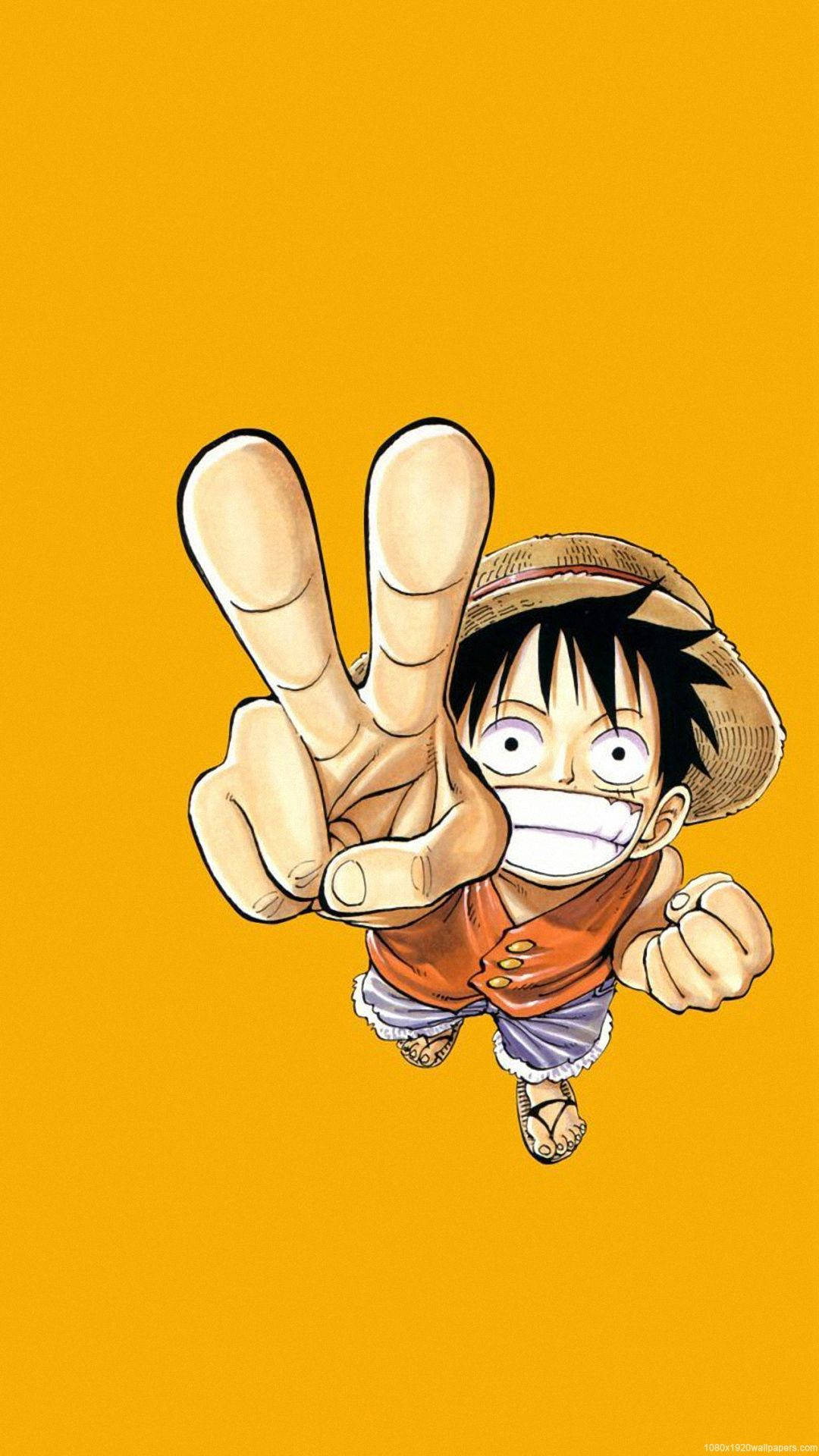 Luffy Funny Peace Sign Background