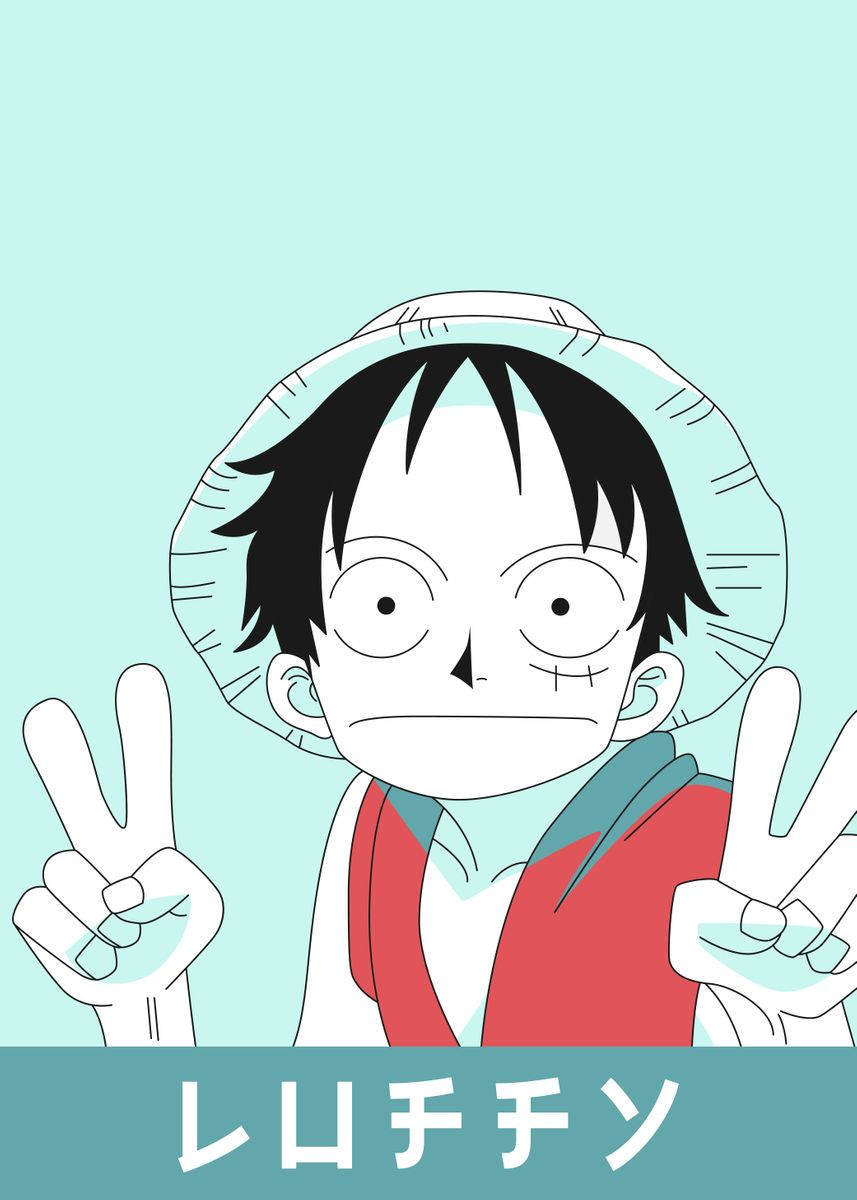 Luffy Funny Peace Sign Background