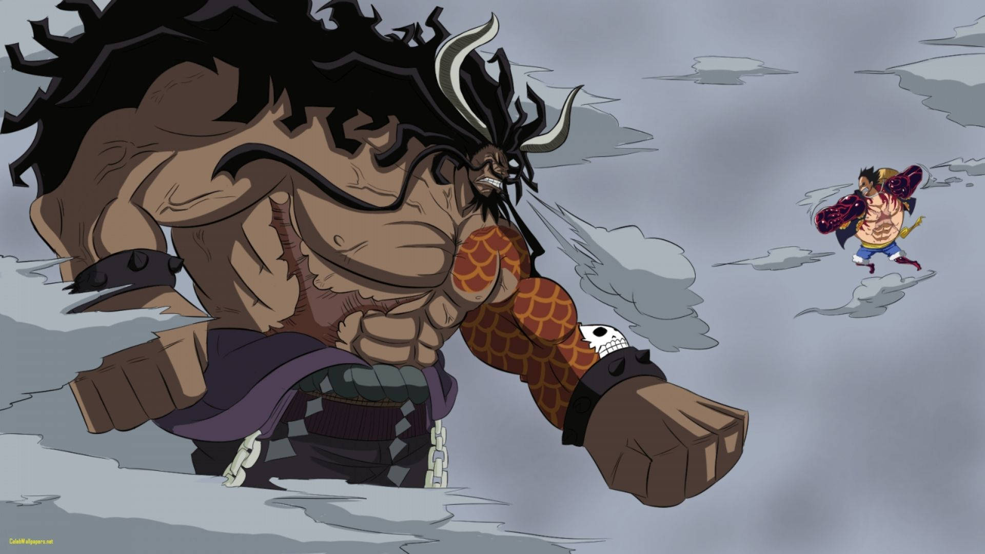 Luffy Gear 4 And Kaido Human Background