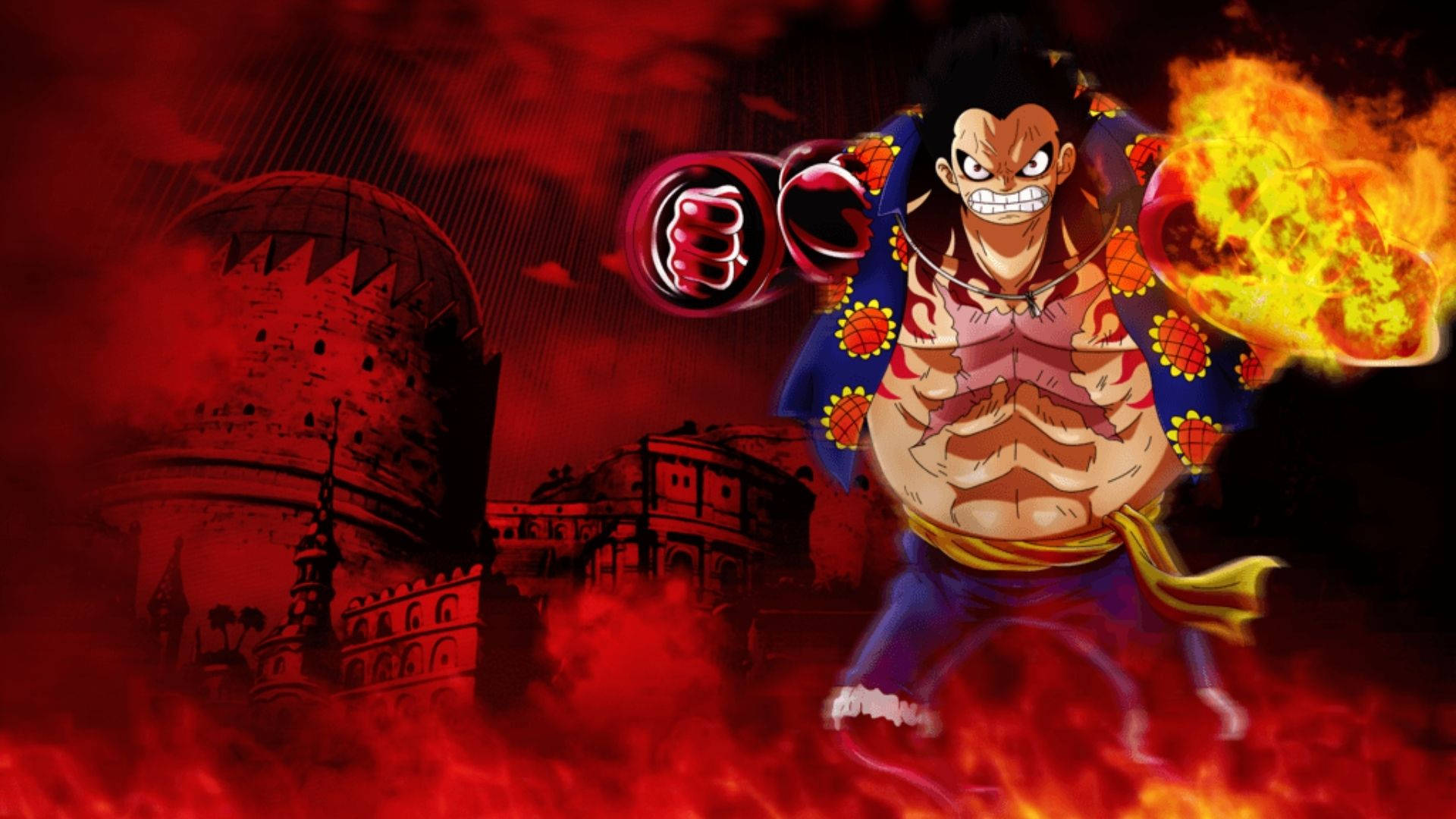 Luffy Gear 4 Burning Castle Background