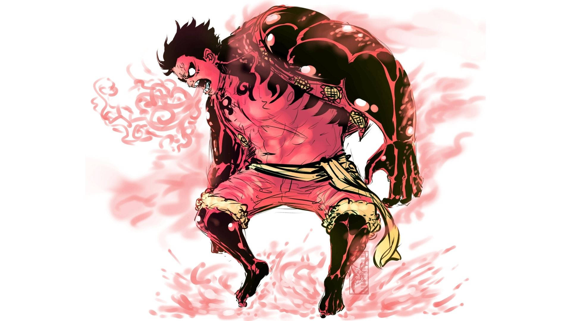 Luffy Gear 4 Red Body Background