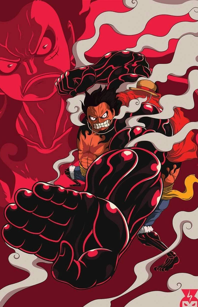 Luffy Gear 4 Red Form Background