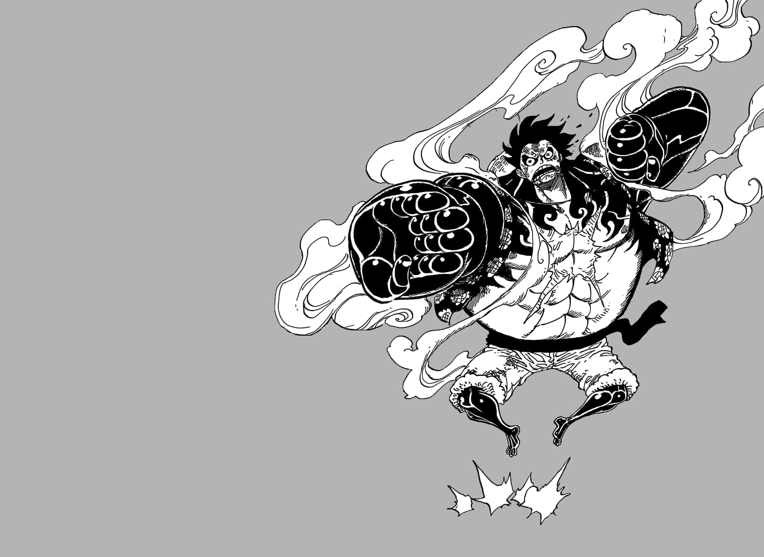 Luffy Takes A Journey In Black And White Background