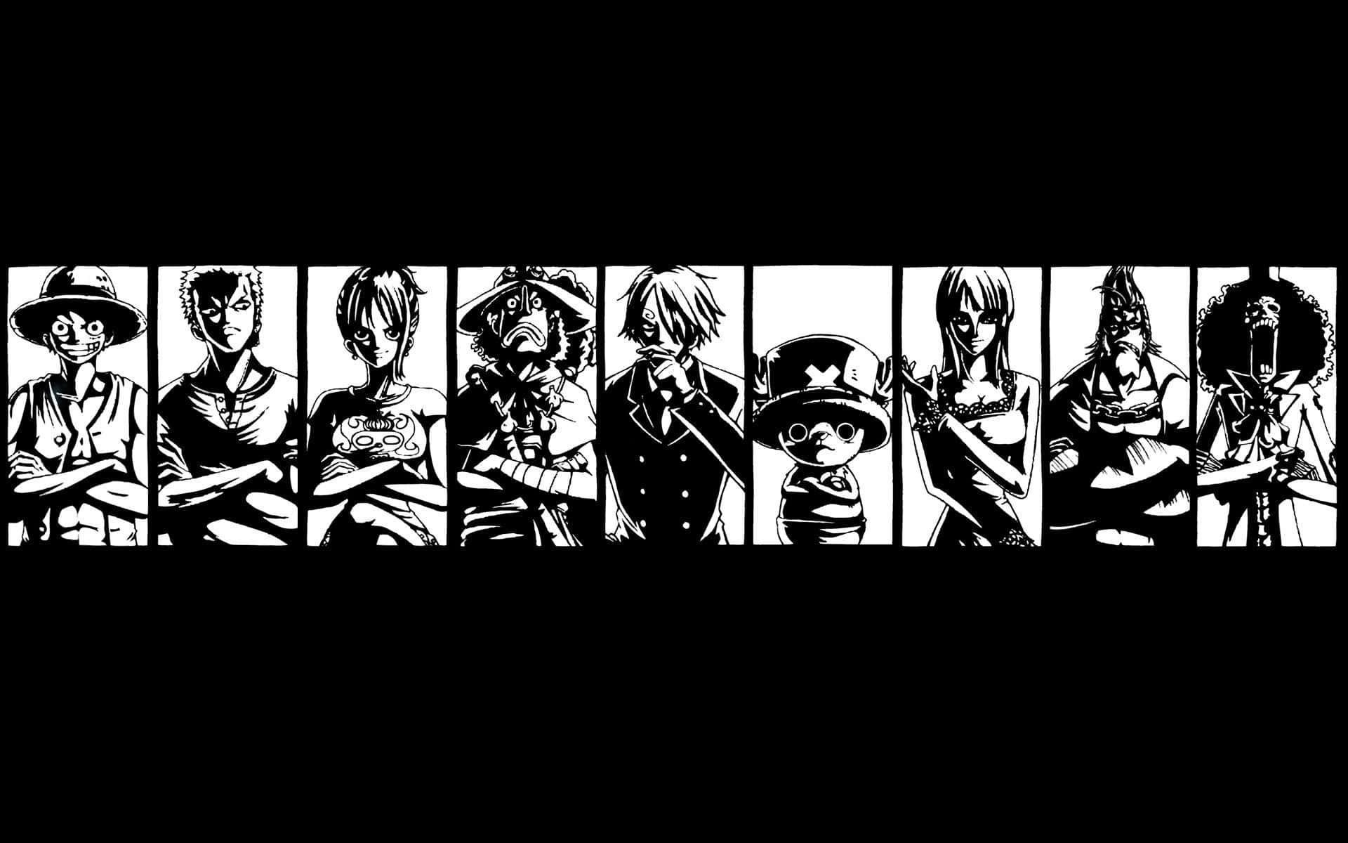 Luffy, The Hero Of The One Piece Series, In Black And White Background
