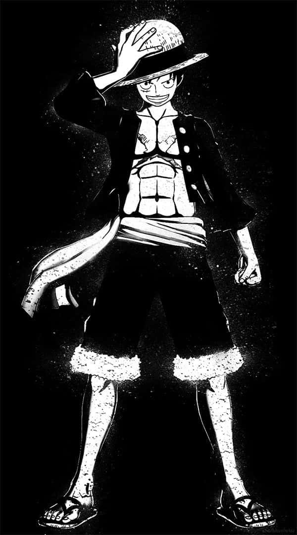 Luffy The Pirate King Against A Black And White Background Background