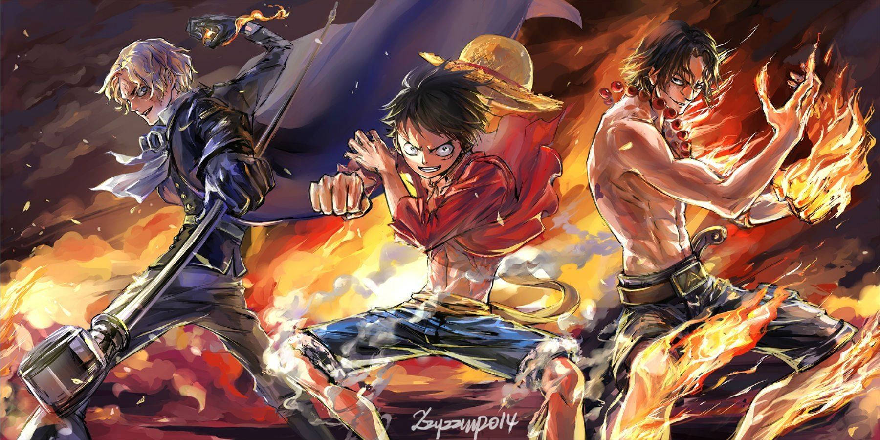 Luffy Unites With His Brothers Background