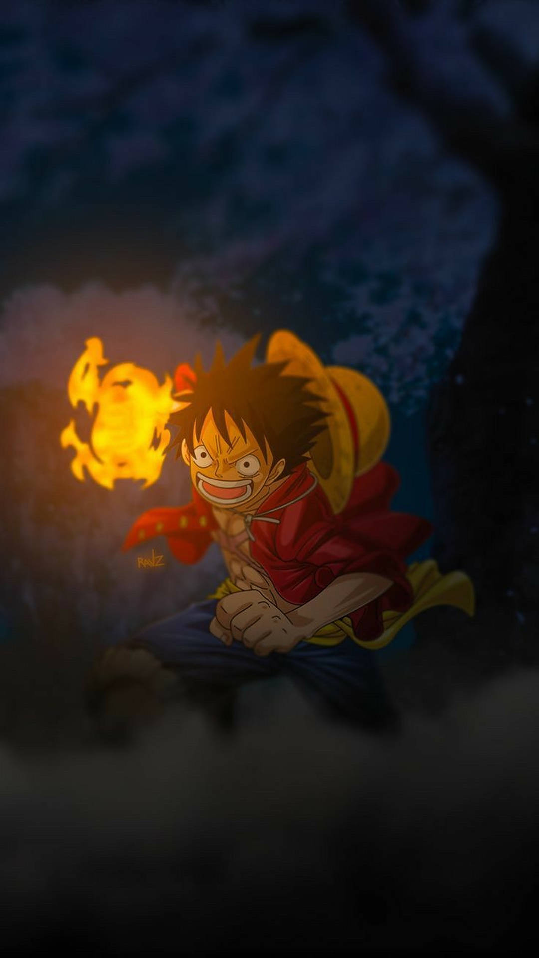 Luffy With Fire One Piece Iphone Background
